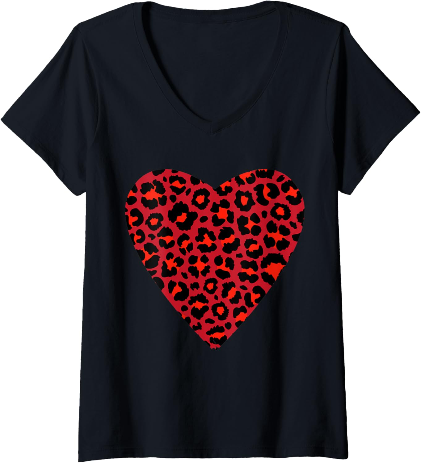 Womens Heart Cheetah Leopard Tiger Print V Neck Apparel Viral TikTok Find Fan Favorite