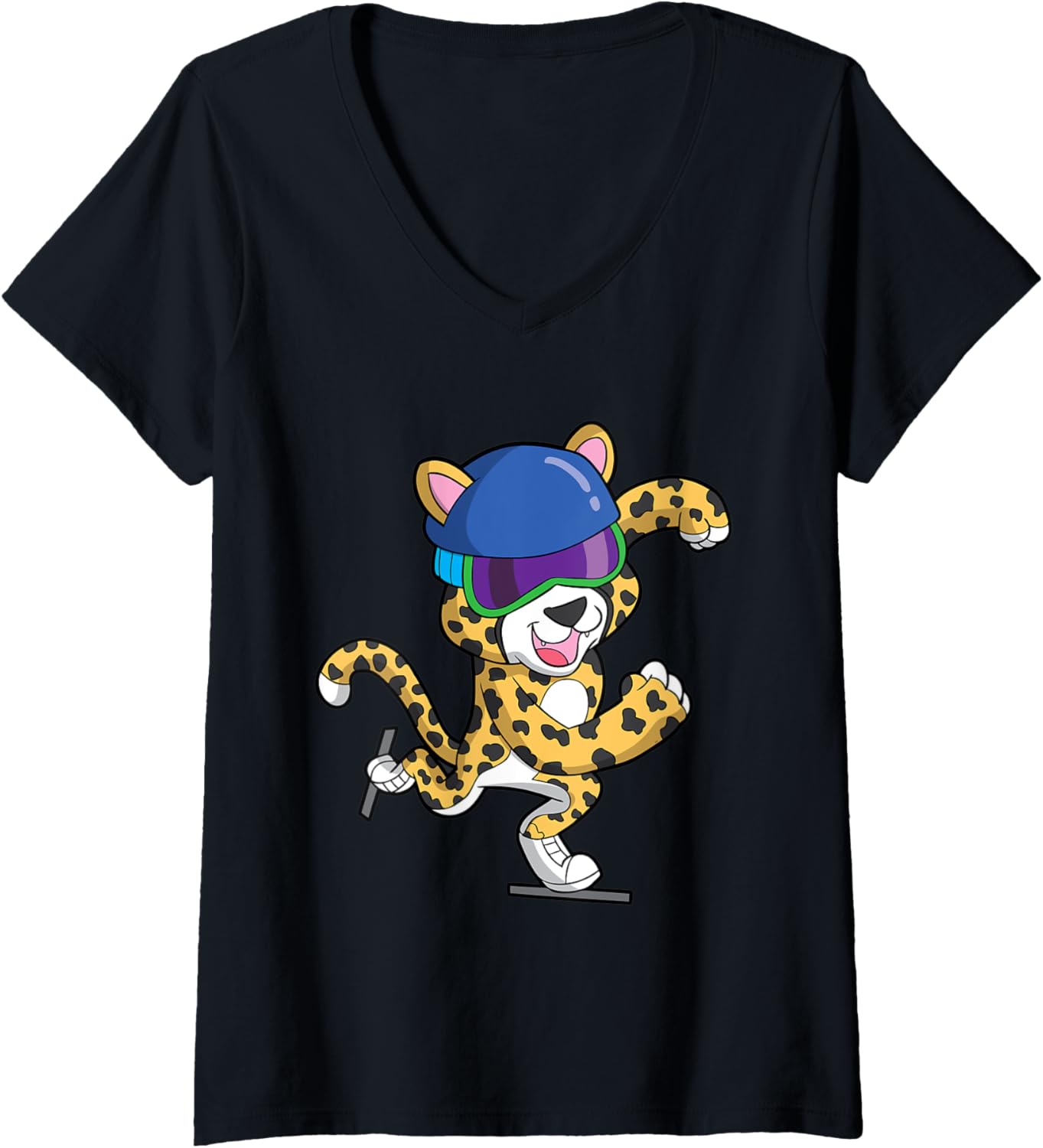 Womens Speed Skater Cheetah Ice Skate Winter Sports Cheetahs Gift V Neck Apparel Trending US Fan Favorite