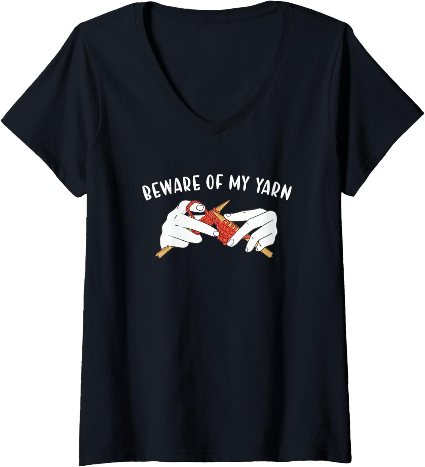 Womens Beware of My Yarn Knitting V-Neck Yarn Supply | Viral US Pick | Customer Favorite