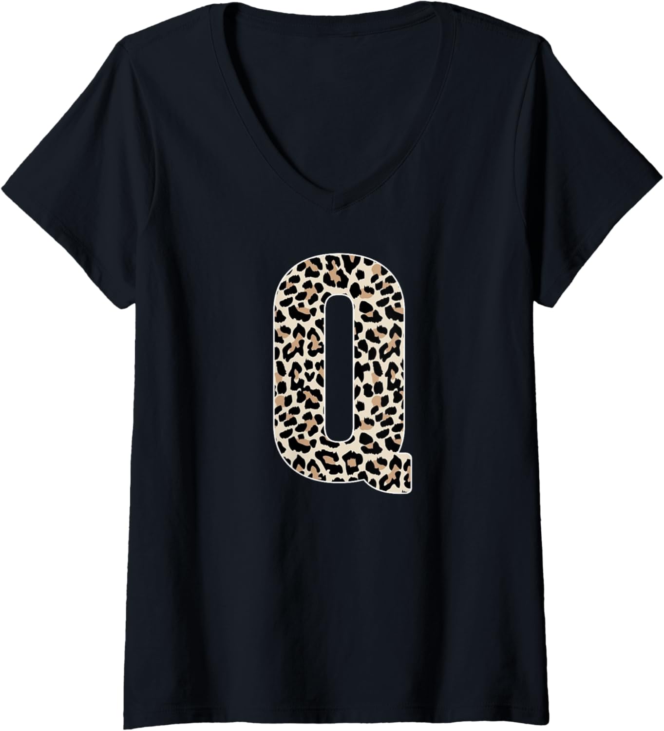 Womens Leopard Print Cheetah Print Animal Print Letter Q Cat V Neck Apparel Trending US Everyday Wear