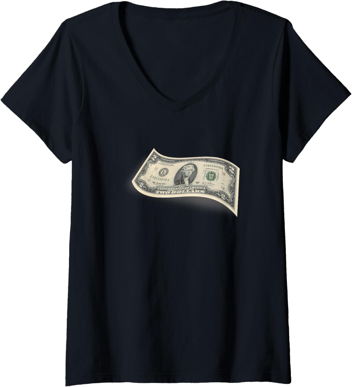 Womens Two Dollar Bill Money Maker V-Neck Apparel | US Viral Style | Comfort Daily Wear
