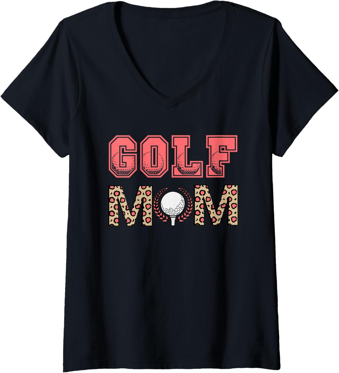 Womens Golf Mom Leopard Cheetah Print Funny V Neck Apparel Viral TikTok Find Hot Right Now