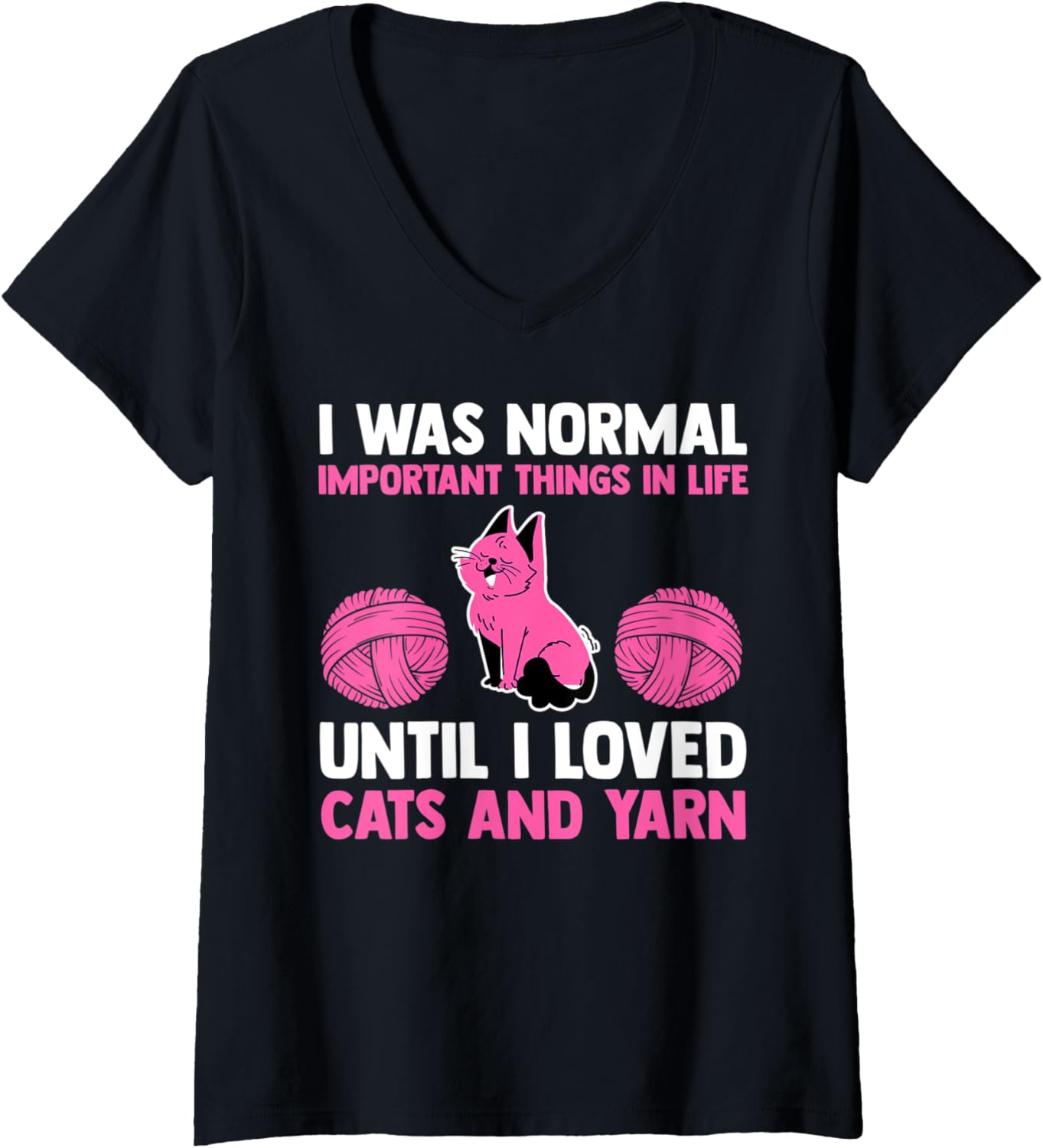 Womens I was important things in life I loved cats and yarn cat V-Neck Yarn Supply | Premium Quality | Customer Favorite