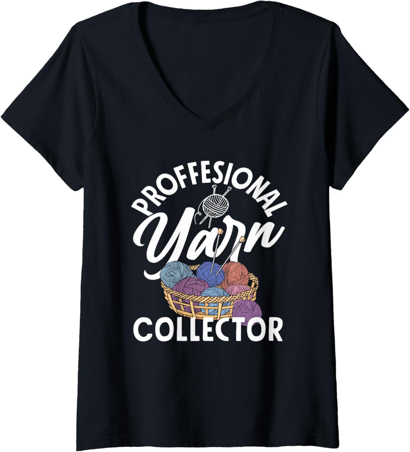 Womens Knitting Knitter Professional Yarn Collector Funny Knitter V-Neck Yarn Supply | Top Rated | Perfect for Crafters