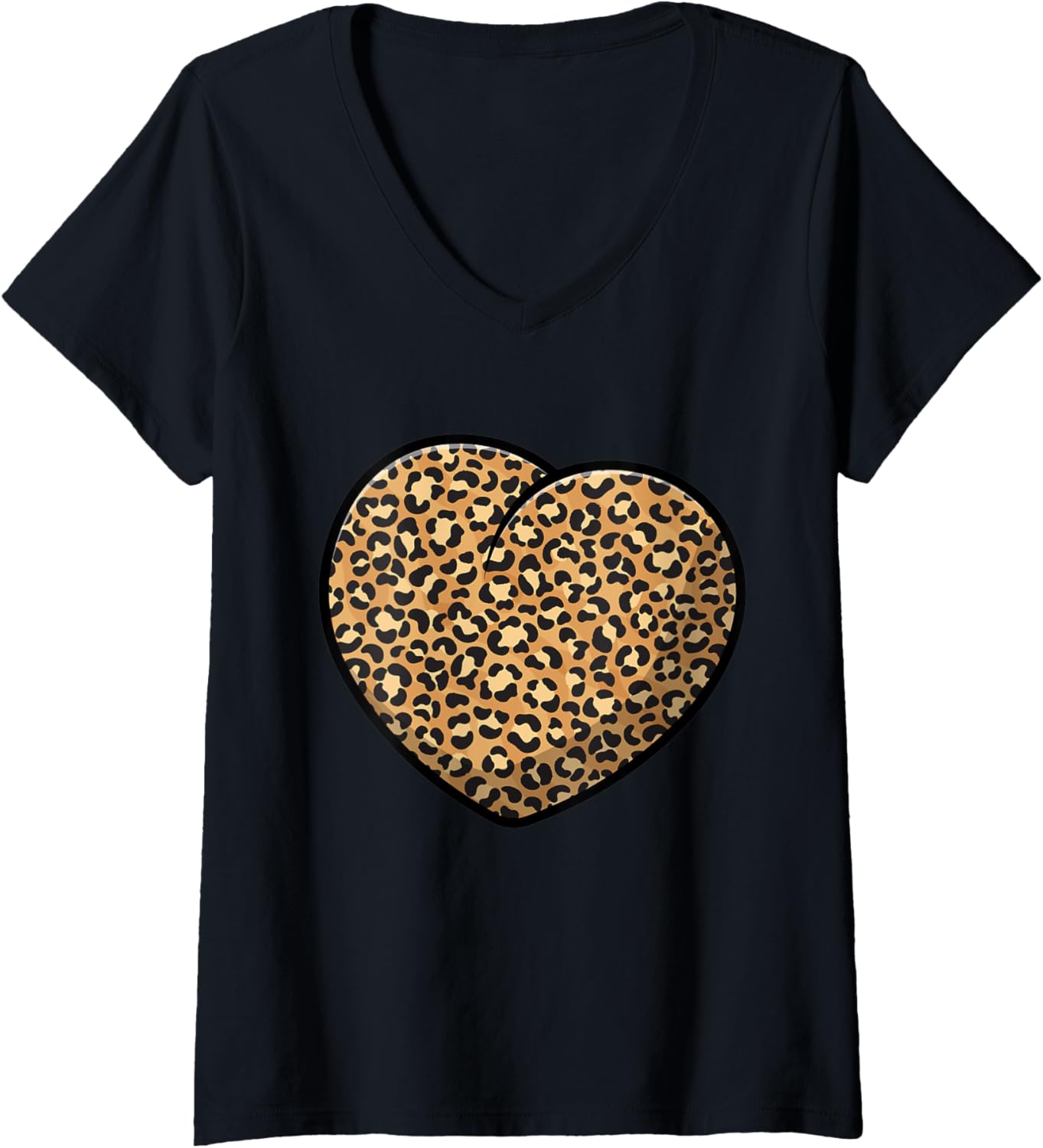 Womens Cheetah Leopard Print Heart Valentines Day Birthday hearts V Neck Apparel Trending US Hot Right Now