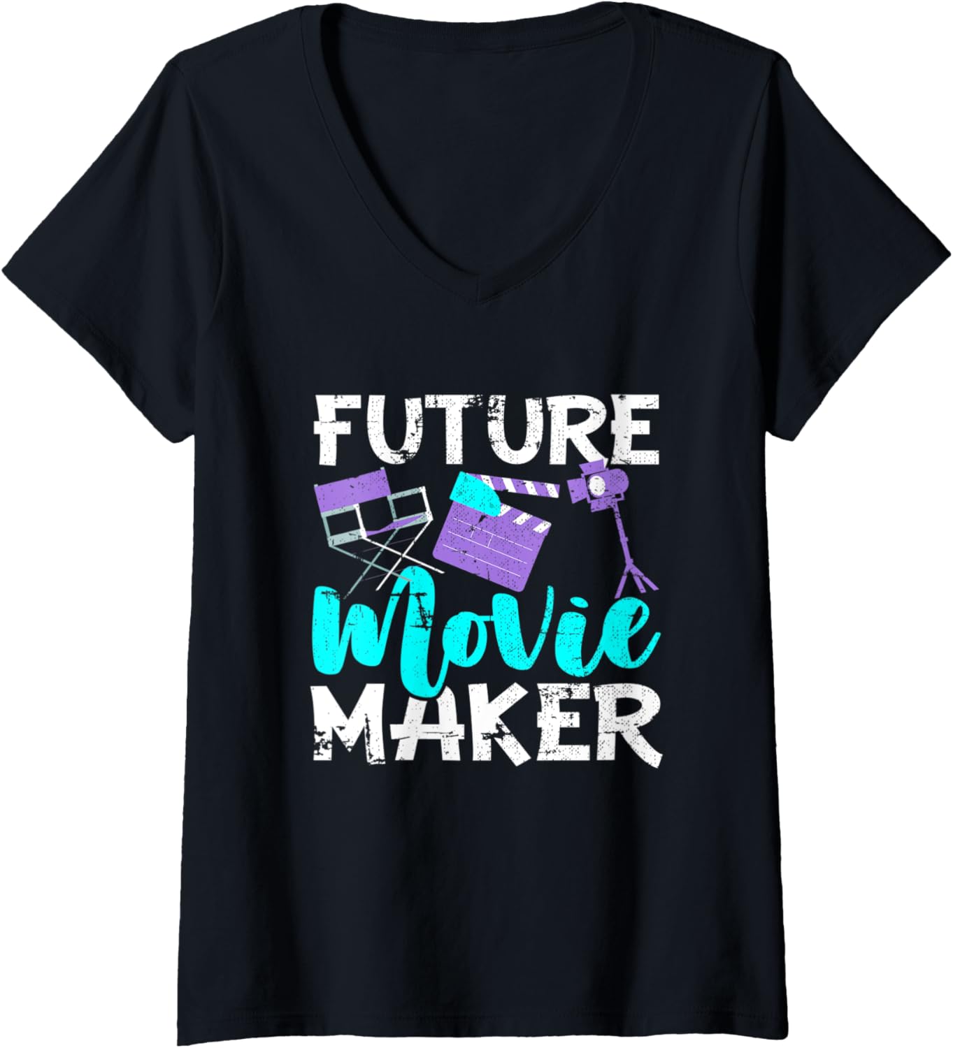 Womens Future Movie Maker Grunge for Aspiring Filmmaker V-Neck Apparel | Best Seller Pick | Perfect Gift Idea