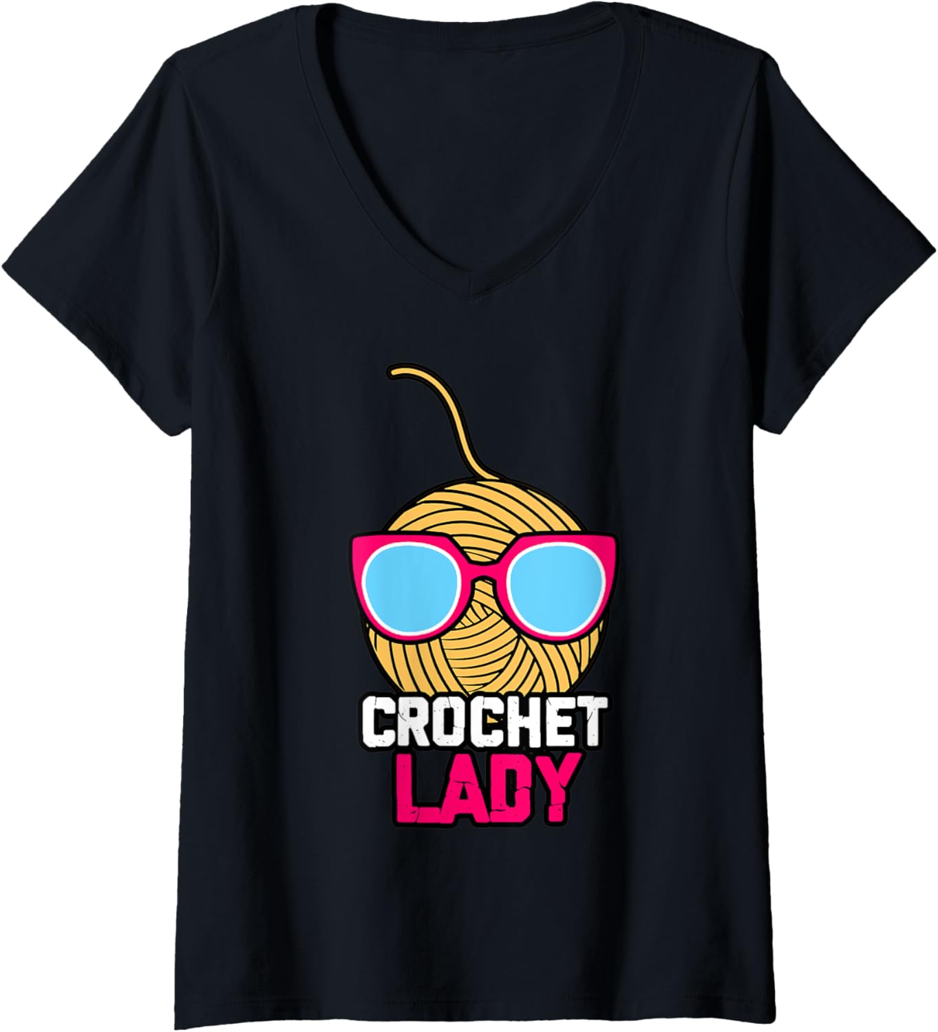 Womens Crochet Lady Funny Grandma Mom Crocheting Yarn Knitting V-Neck Yarn Supply | Premium Quality | Perfect for Cra...
