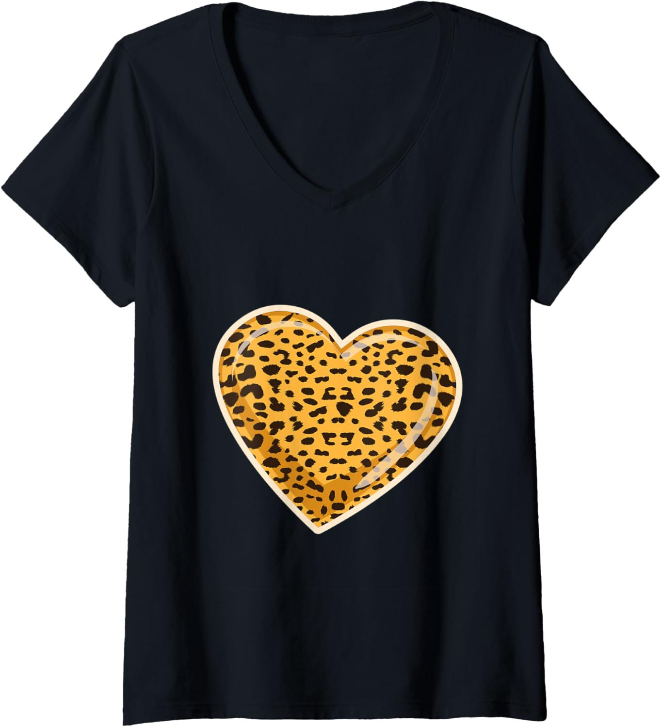 Womens Cheetah Print Heart Cheetah Print Costume V Neck Apparel Premium Print Everyday Wear