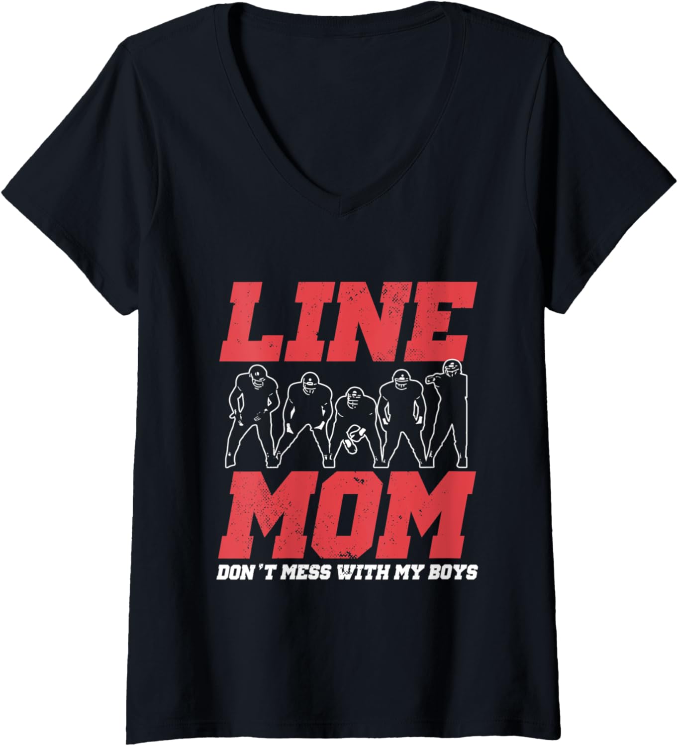 Womens Football Lineman Mom Leopard Cheetah Print Football Player V Neck Apparel Comfort Fit Hot Right Now