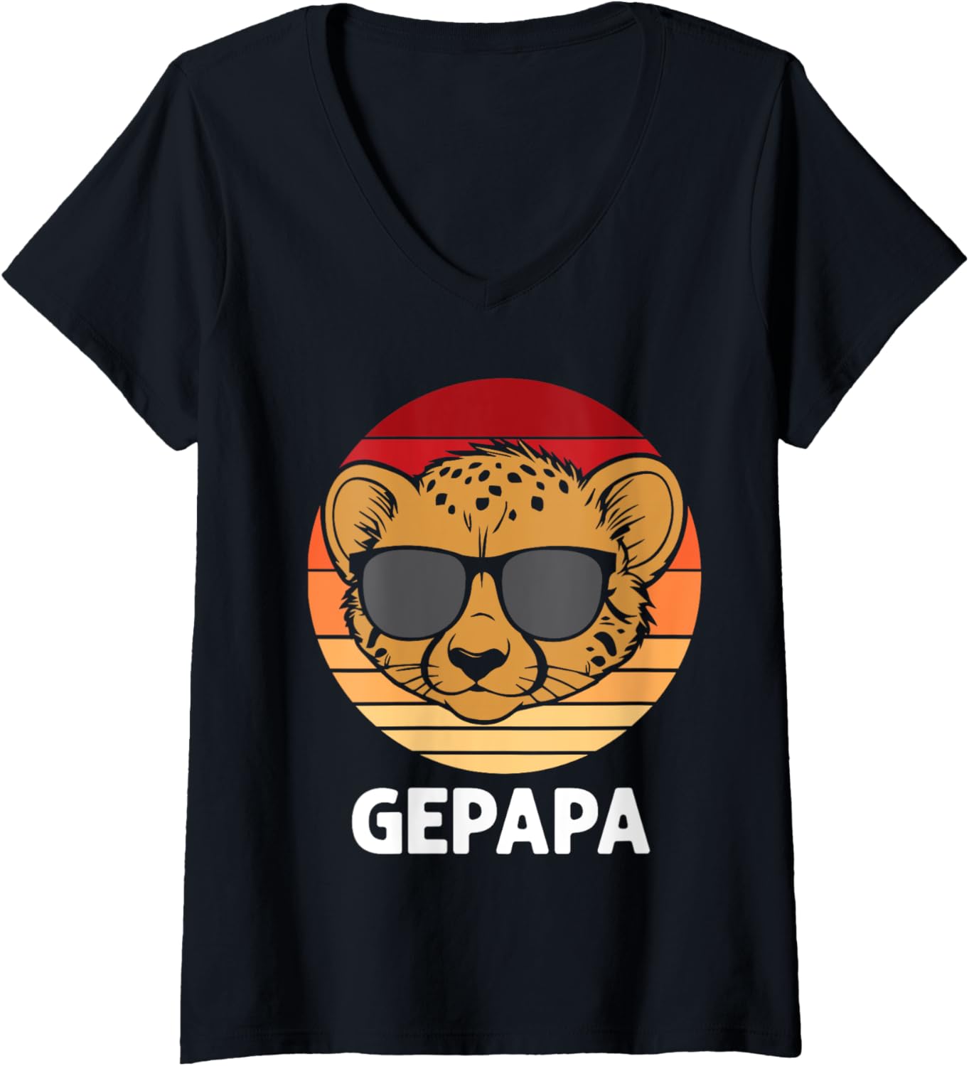 Womens Gepapa Father Papa 2025 Daddy Dad Cheetah V Neck Apparel Trending US Gift Ready