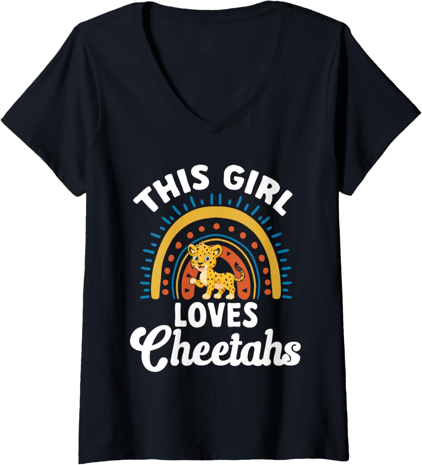 Kids This Girl Loves Cheetahs Funny V Neck Apparel Viral TikTok Find Hot Right Now