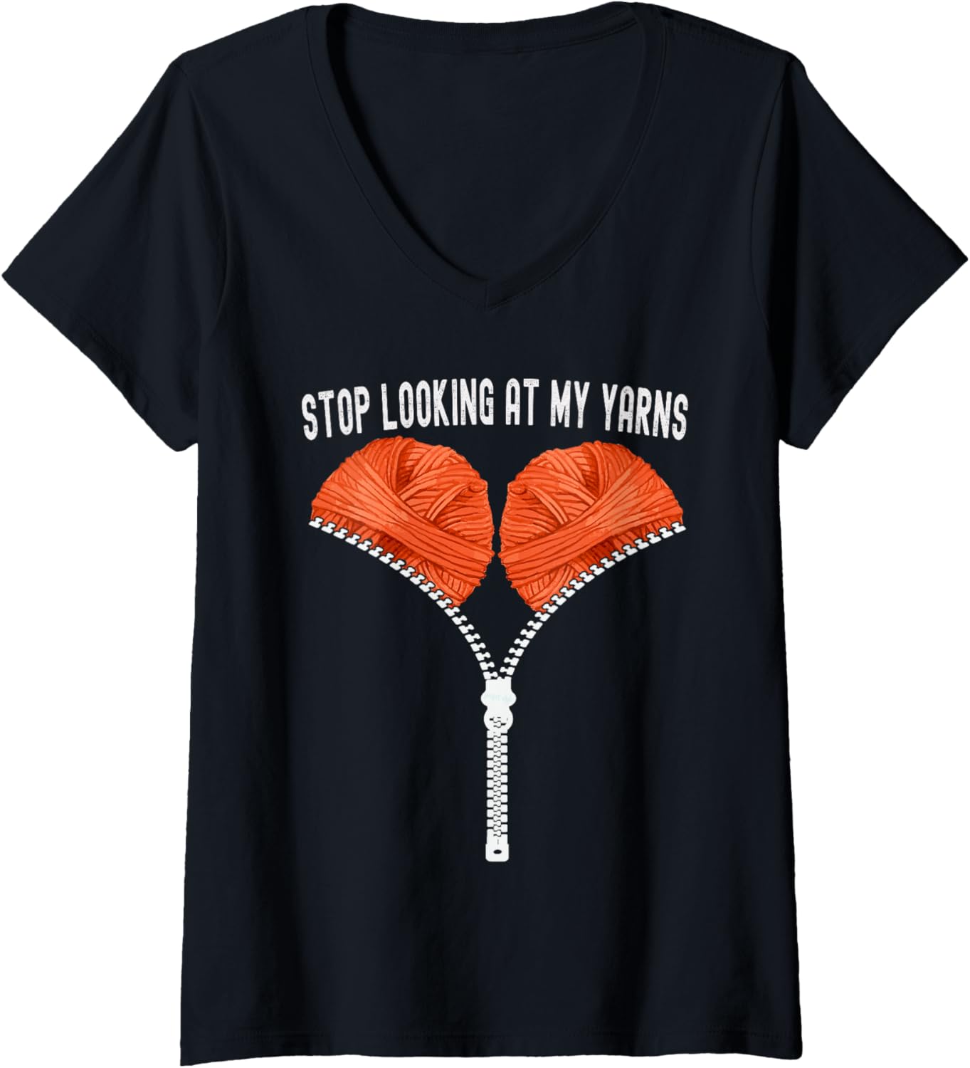 Womens Stop Looking At My Yarns Crochet Bra Adults Funny Crocheting V-Neck Yarn Supply | Viral US Pick | Customer Fav...