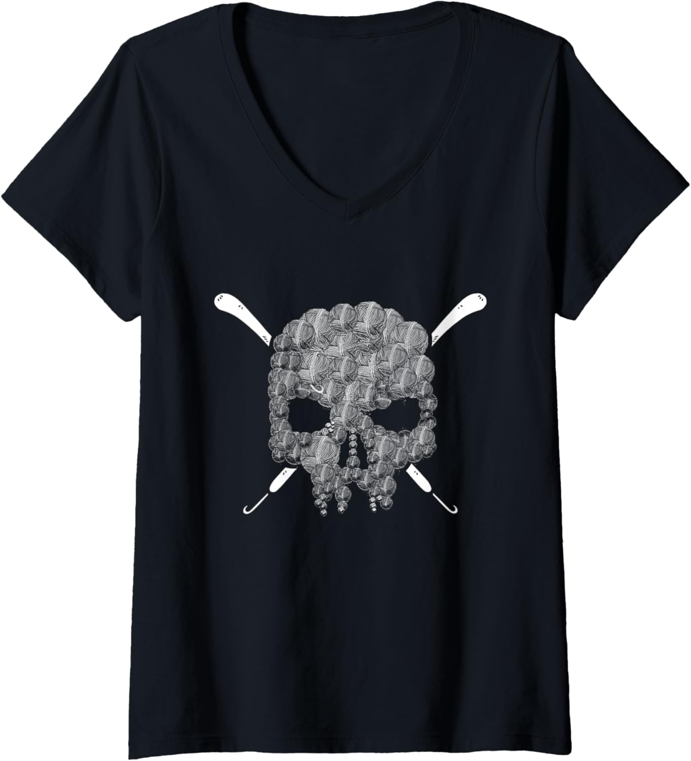 Womens Halloweeen Crochet Lovers Halloween Skull Yarn Funny Crochet V-Neck Yarn Supply | Trending 2025 | High CTR Title