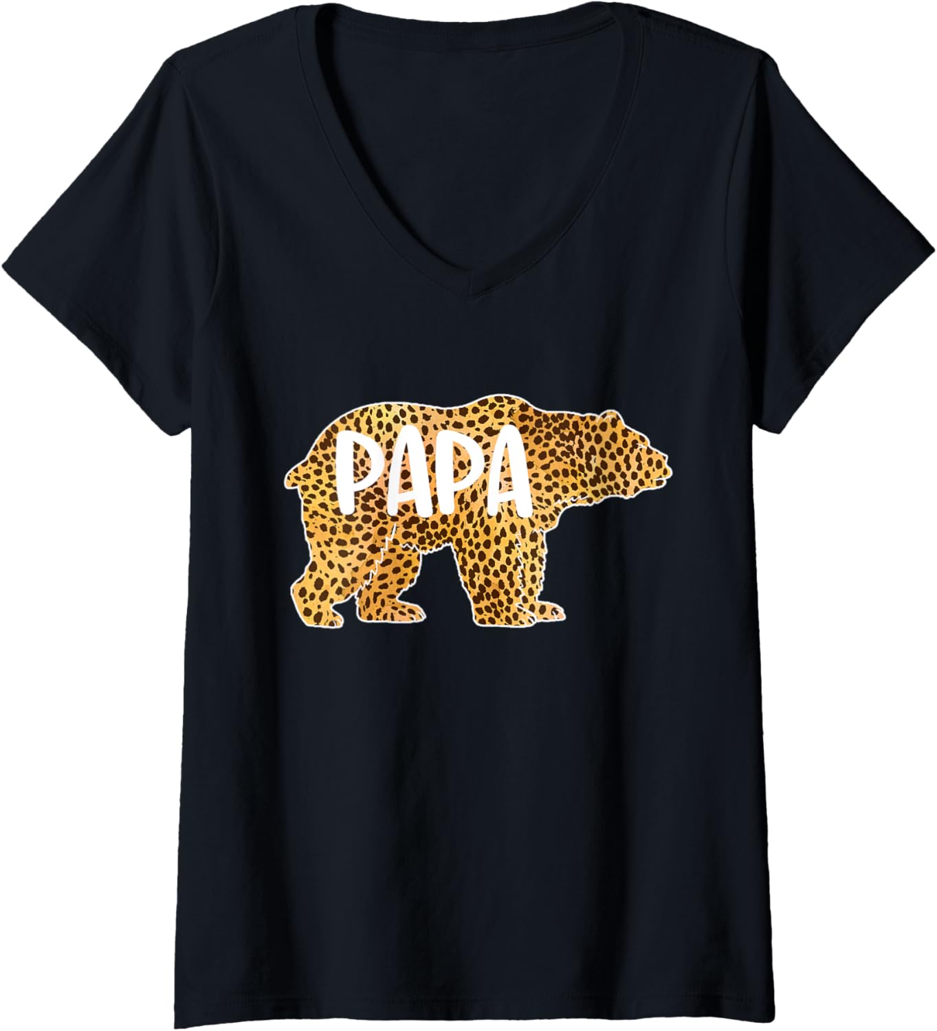Womens Papa Bear Cheetah Leopard Print Gift Dad Father Gift V Neck Apparel Premium Print Hot Right Now