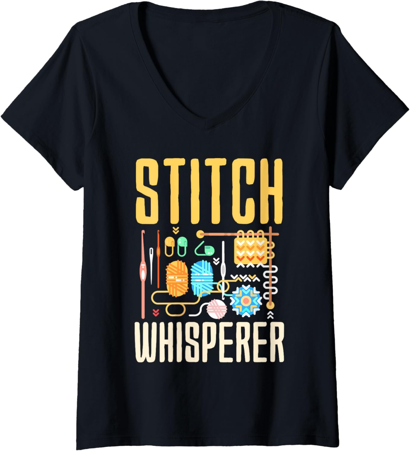 Womens Stitch Whisperer - Yarn Lover V-Neck Yarn Supply | Premium Quality | Customer Favorite