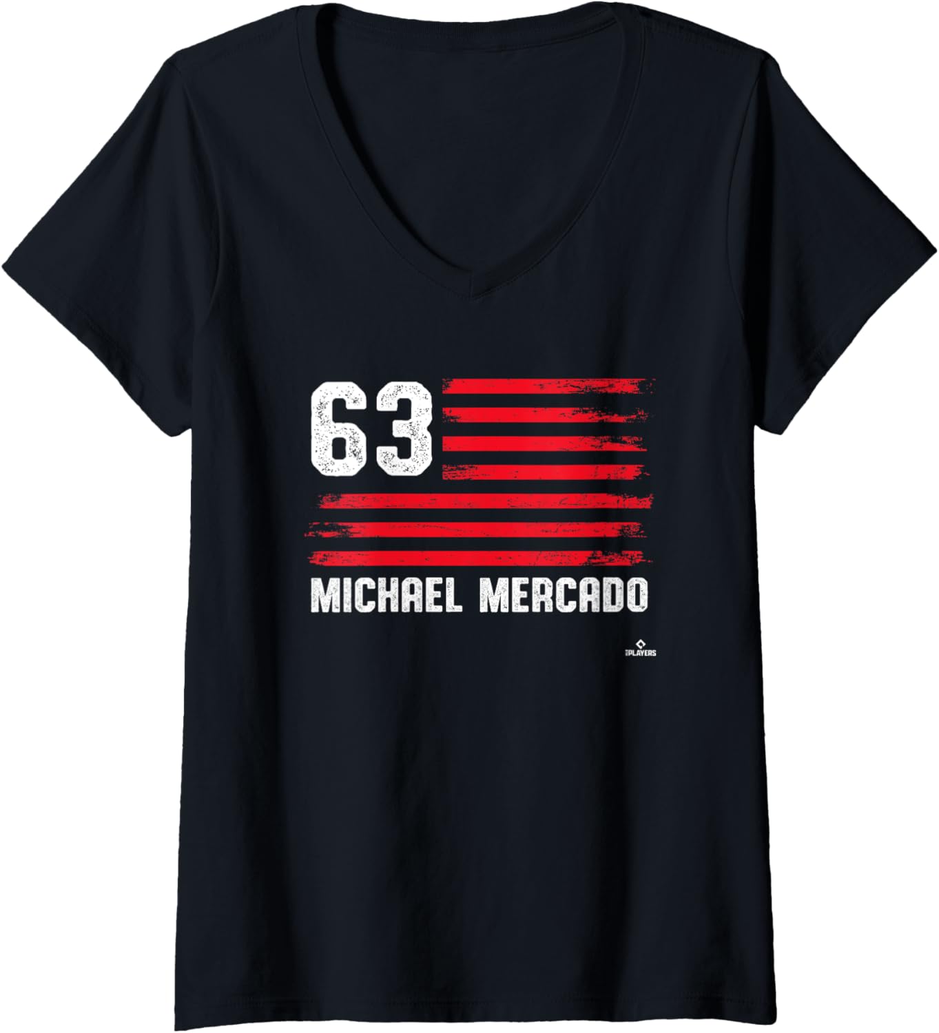 Womens Flag Stripes Michael Mercado Philadelphia Baseball MLBPA V-Neck Apparel | Viral Streetwear Style
