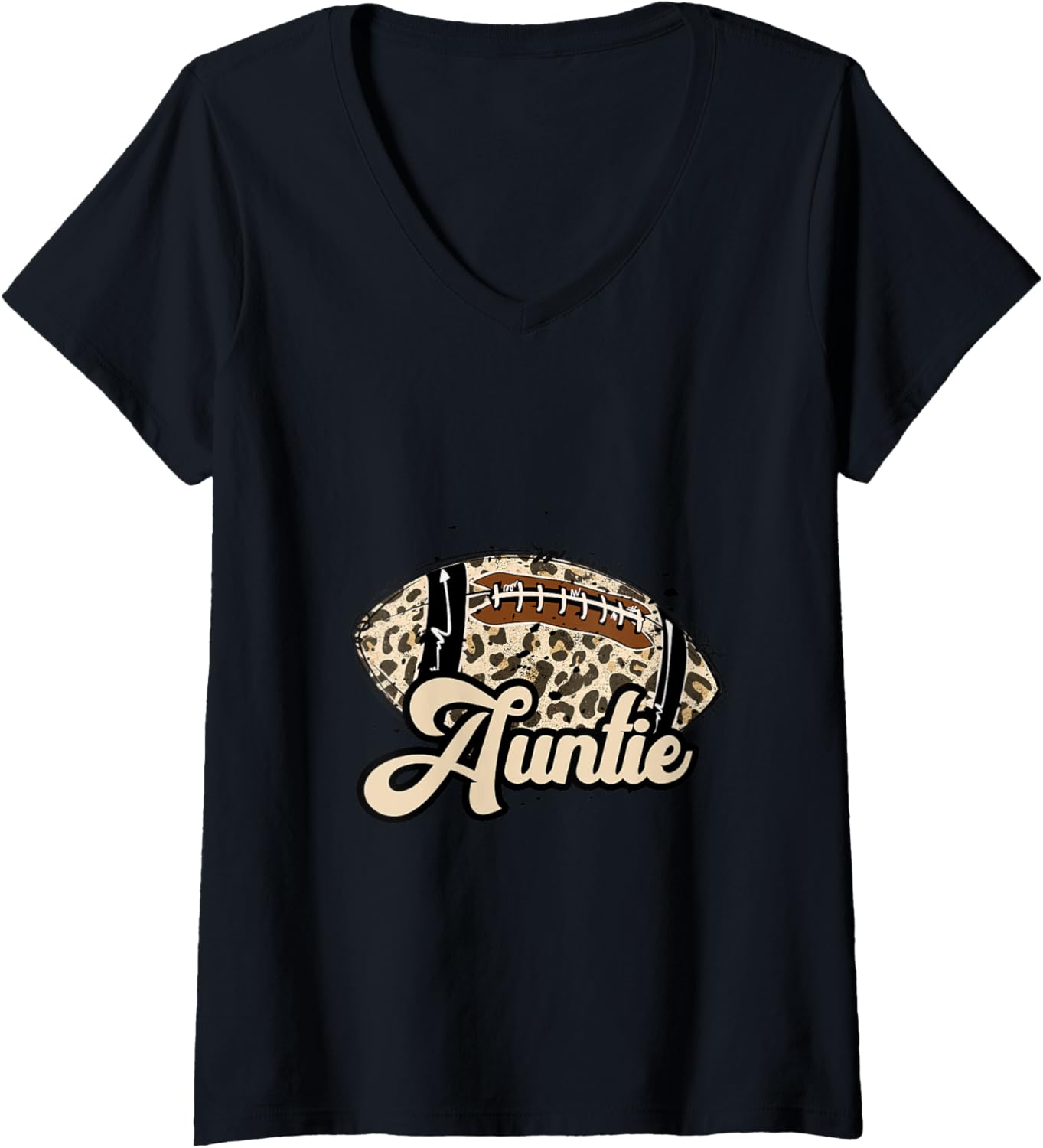 Football Auntie Leopard Cheetah Print Ball Trendy School V Neck Apparel High Search Demand Fan Favorite