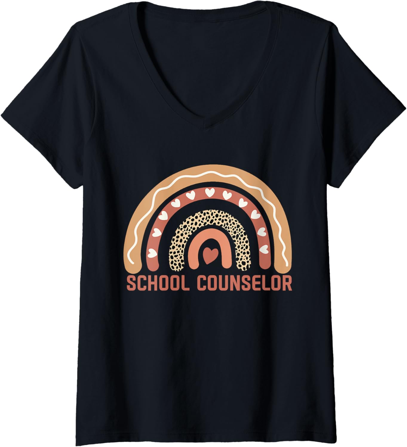Proud School Counselor Leopard Cheetah Print Rainbow Boho V Neck Apparel Viral TikTok Find Everyday Wear