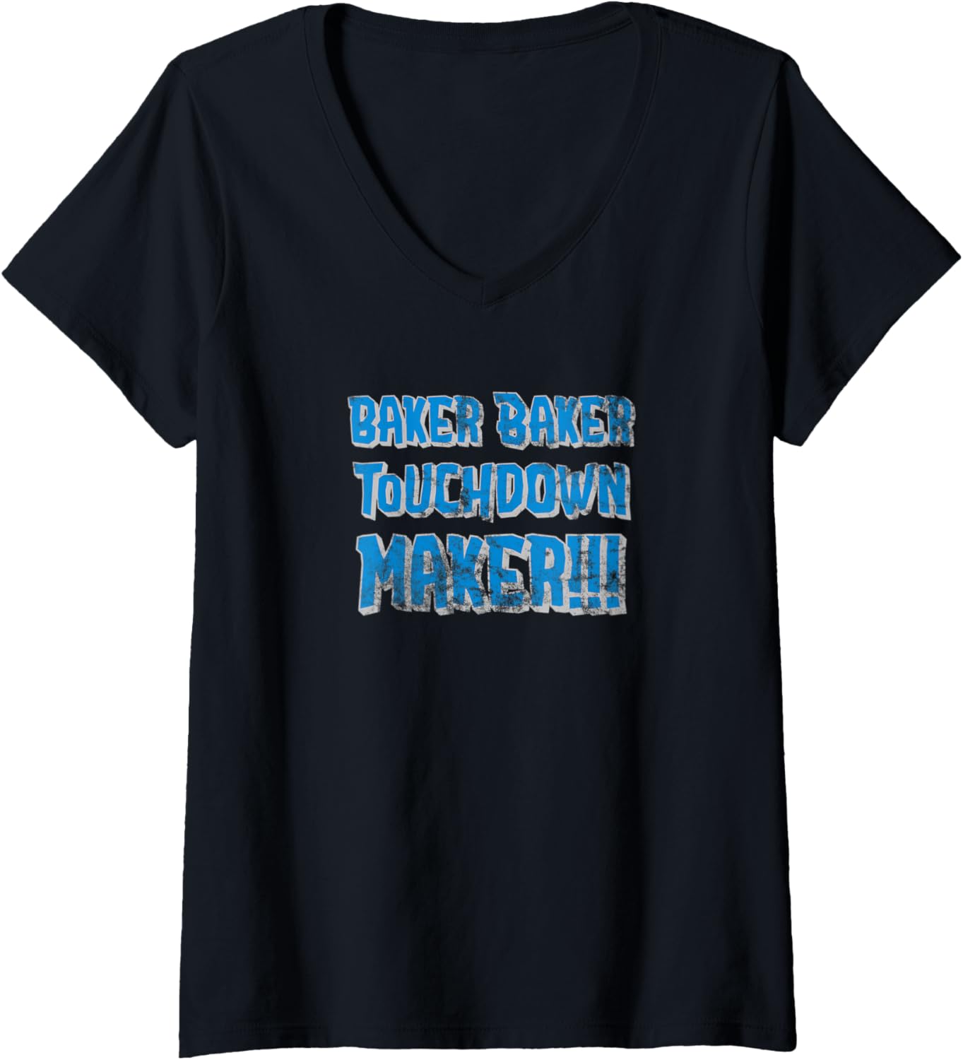 Womens Baker Baker Touchdown Maker Blue & Silver V-Neck Apparel | US Viral Style | Comfort Daily Wear