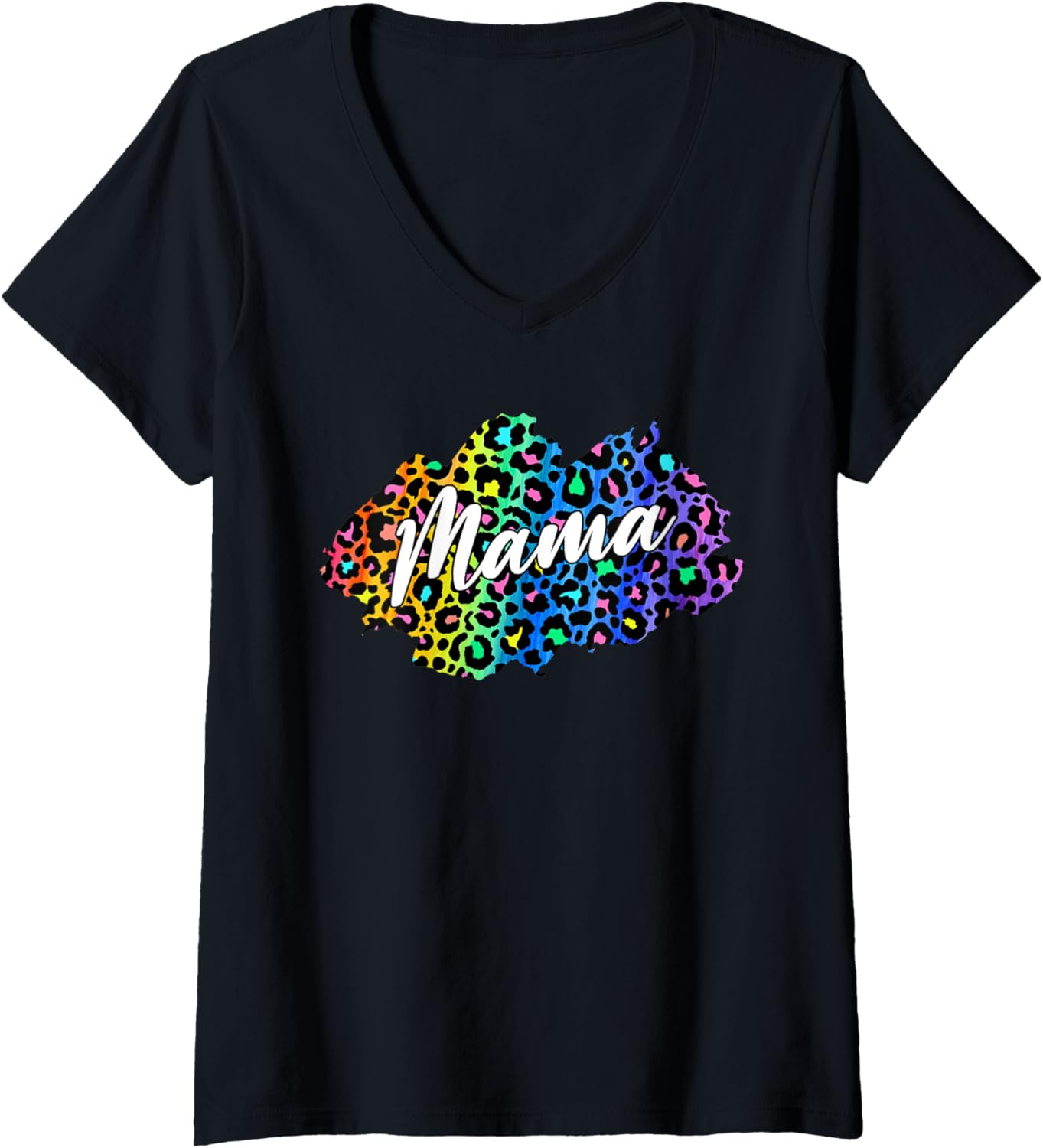 Womens womens Cheetah leopard colorful mama madre animal print V Neck Apparel Streetwear Style Everyday Wear