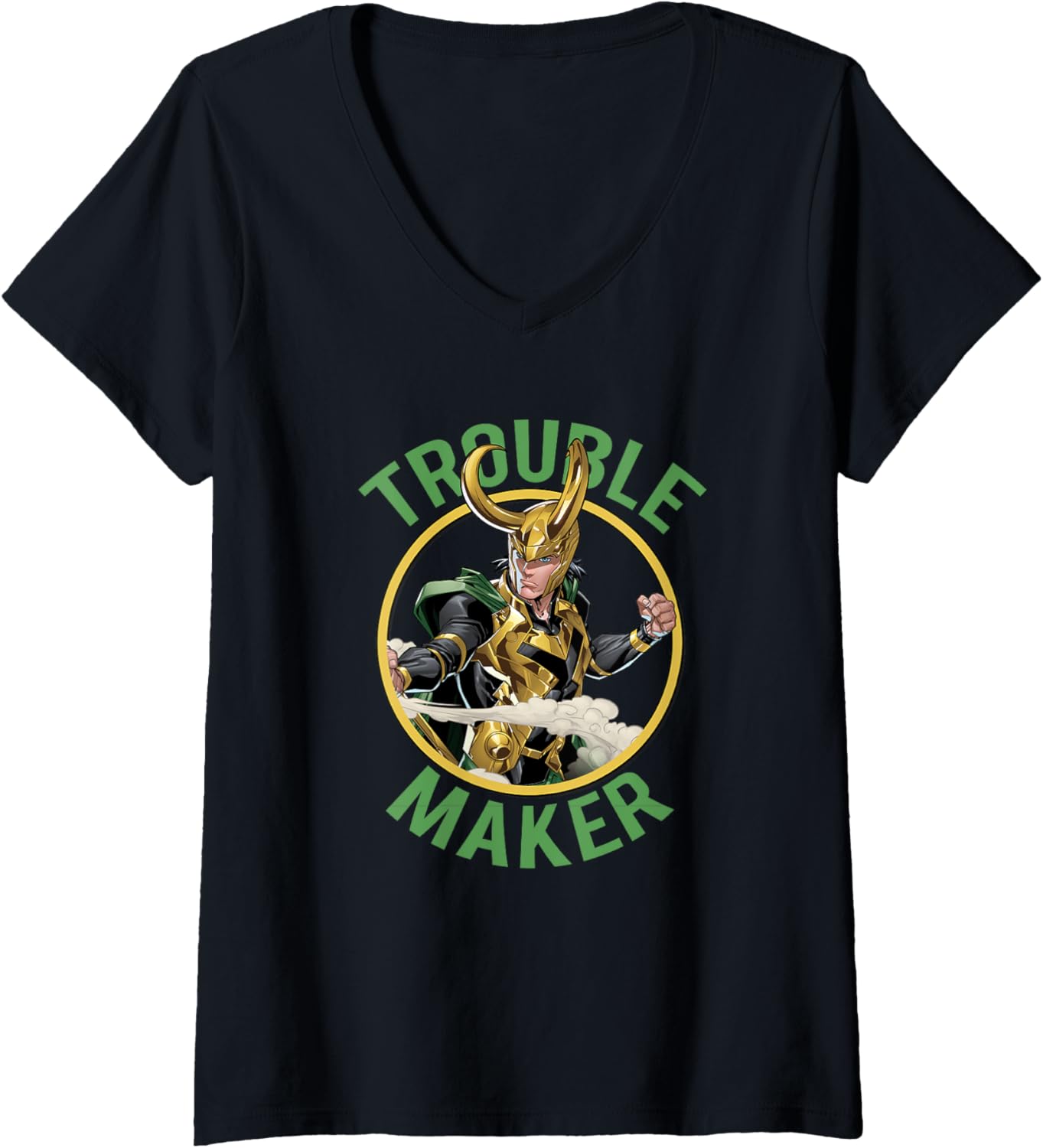 Marvel Comics Retro Classic Trouble Maker Loki Portrait V-Neck Apparel | High Search Volume | Perfect Gift Idea