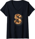 Womens Cute Letter S Initial Name Leopard Cheetah Animal Print V Neck Apparel Comfort Fit Gift Ready