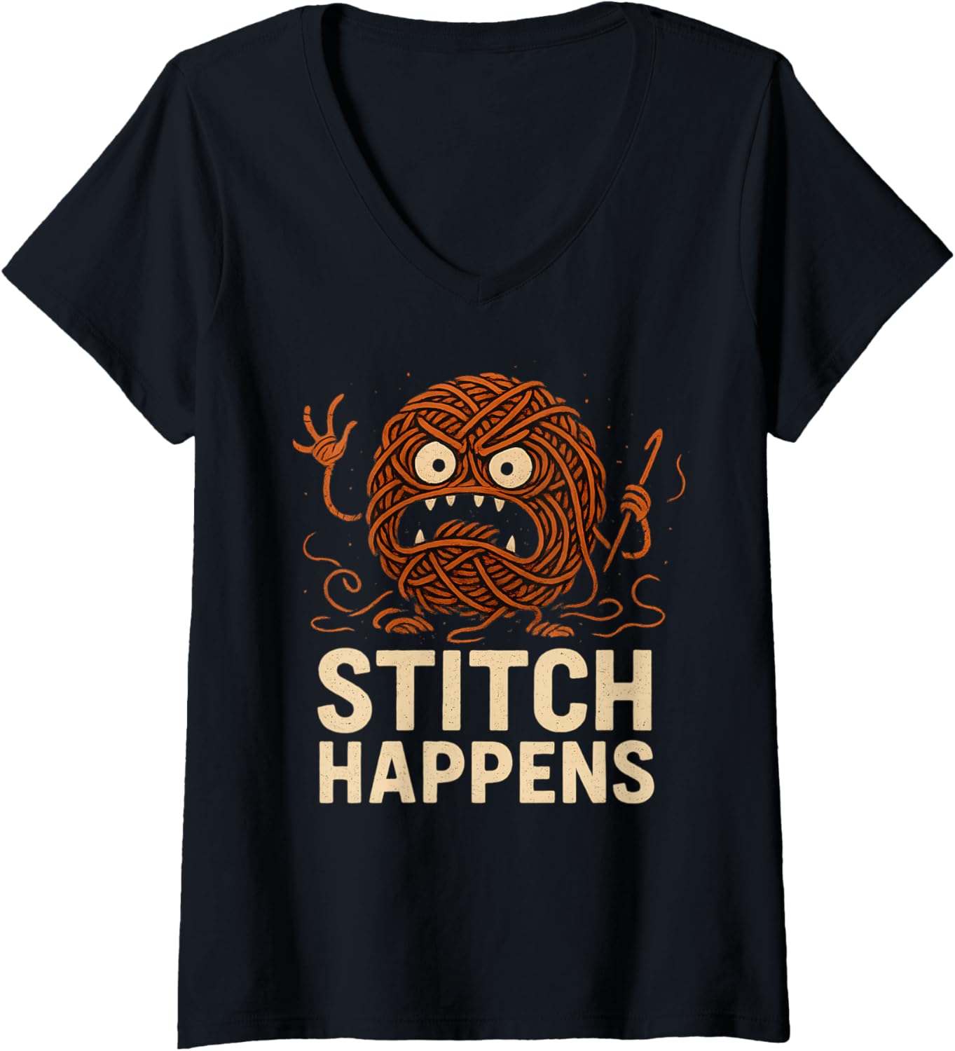 Womens Funny Angry Yarn Ball Funny Crochet Meme V-Neck Yarn Supply | Top Rated | Perfect for Crafters