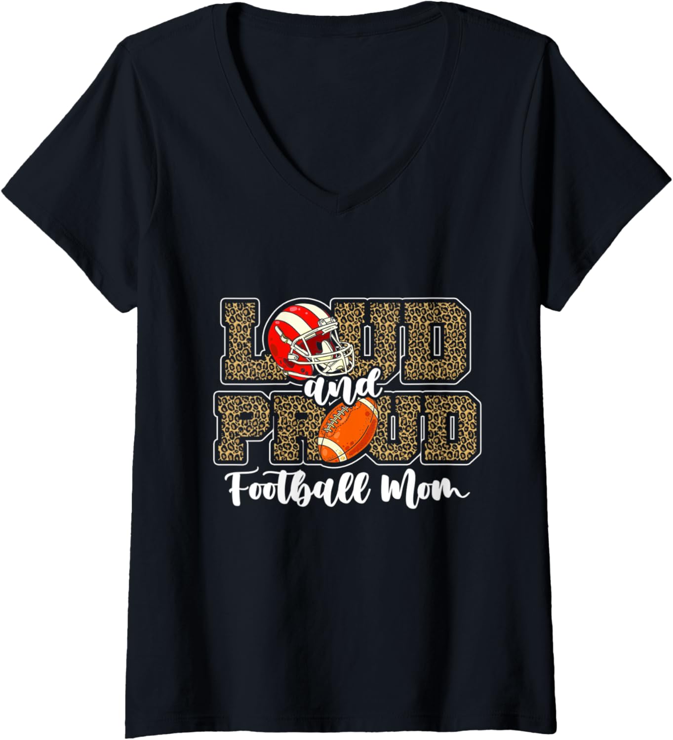 Womens Football Player Mom Leopard Cheetah Print Women Football Fan V Neck Apparel Viral TikTok Find US Top Pick