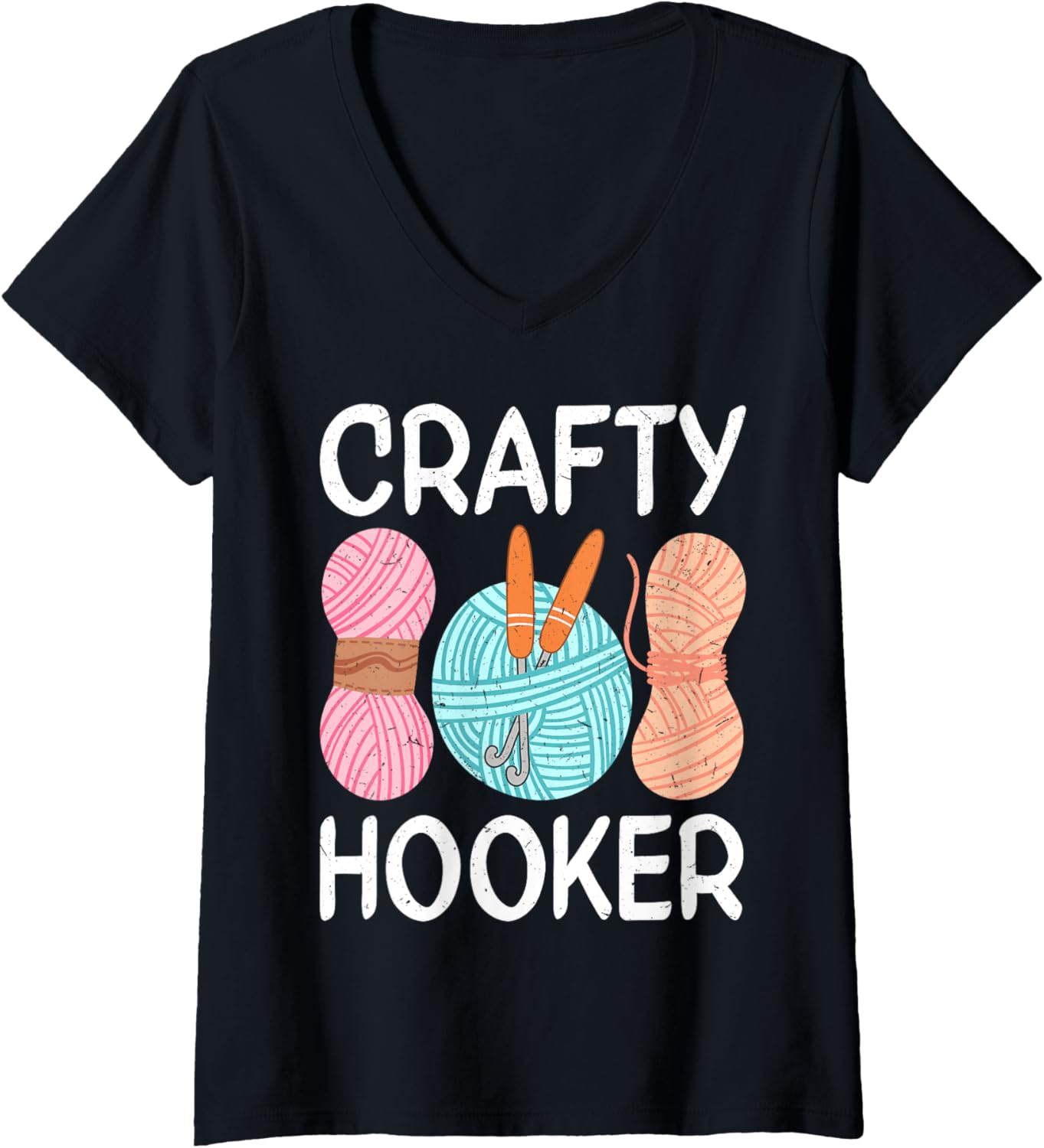Womens Crochet Lover Funny Yarn Hook Crocheting V-Neck Yarn Supply | High Search Volume | Customer Favorite