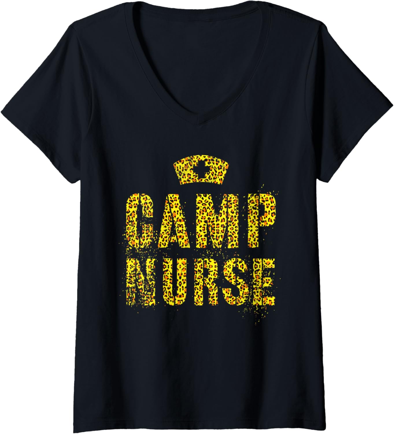 Womens CAMP NURSE Leopard Print Nursing Student Camping Medical V Neck Apparel High Search Demand US Top Pick