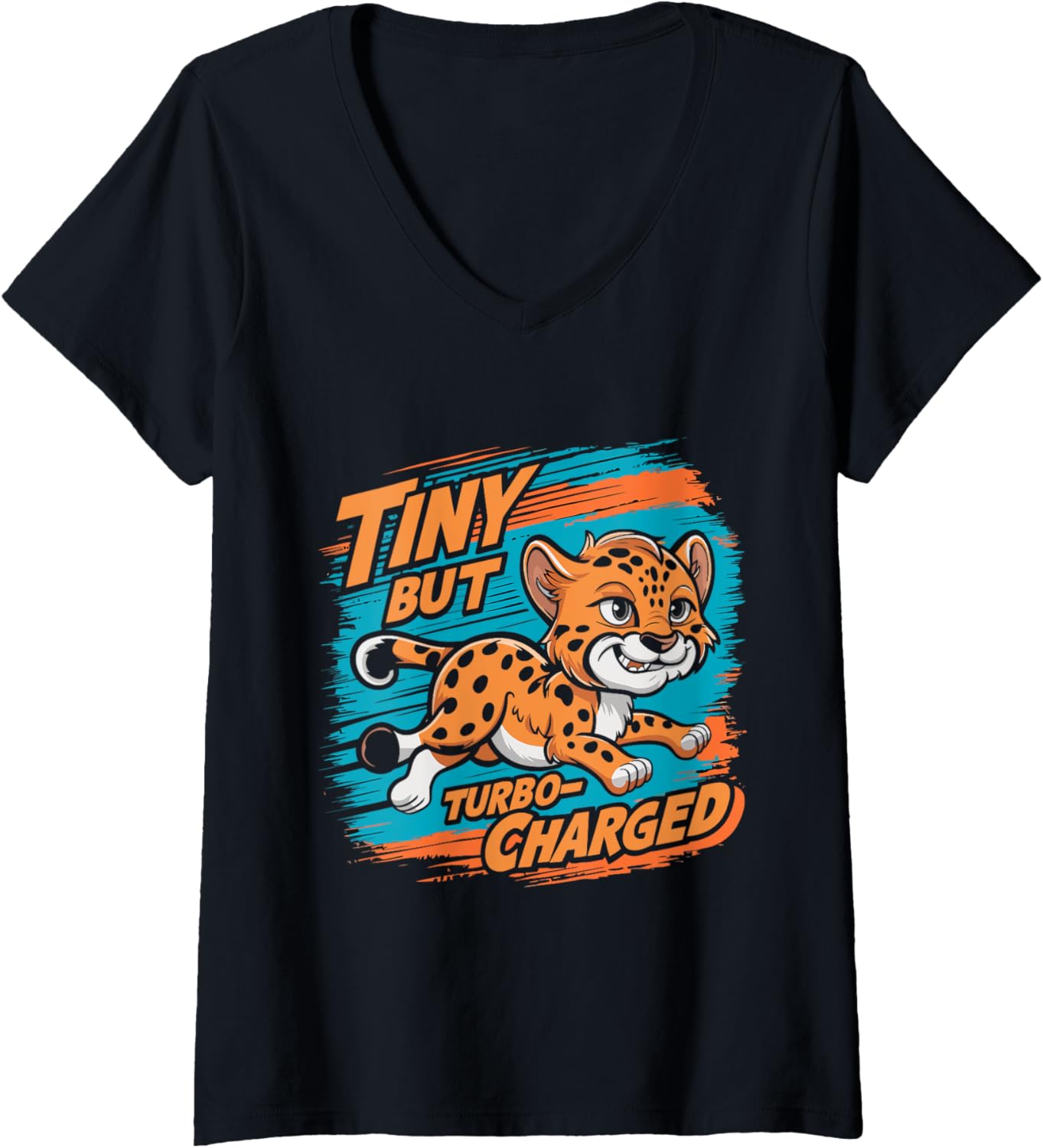 Womens Cheetah Lover Tiny But Turbo Charged Cheetah Kids V Neck Apparel High Search Demand Gift Ready