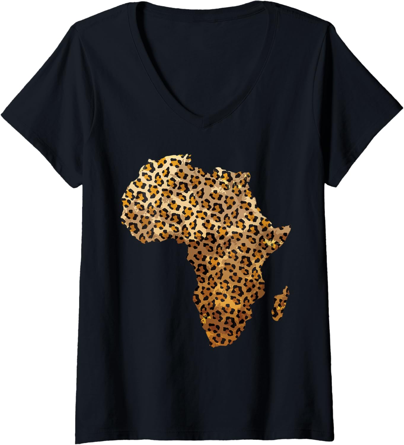 Womens Cute Leopard Print Africa Shape Cheetah Outline Kids Gift V Neck Apparel Streetwear Style US Top Pick