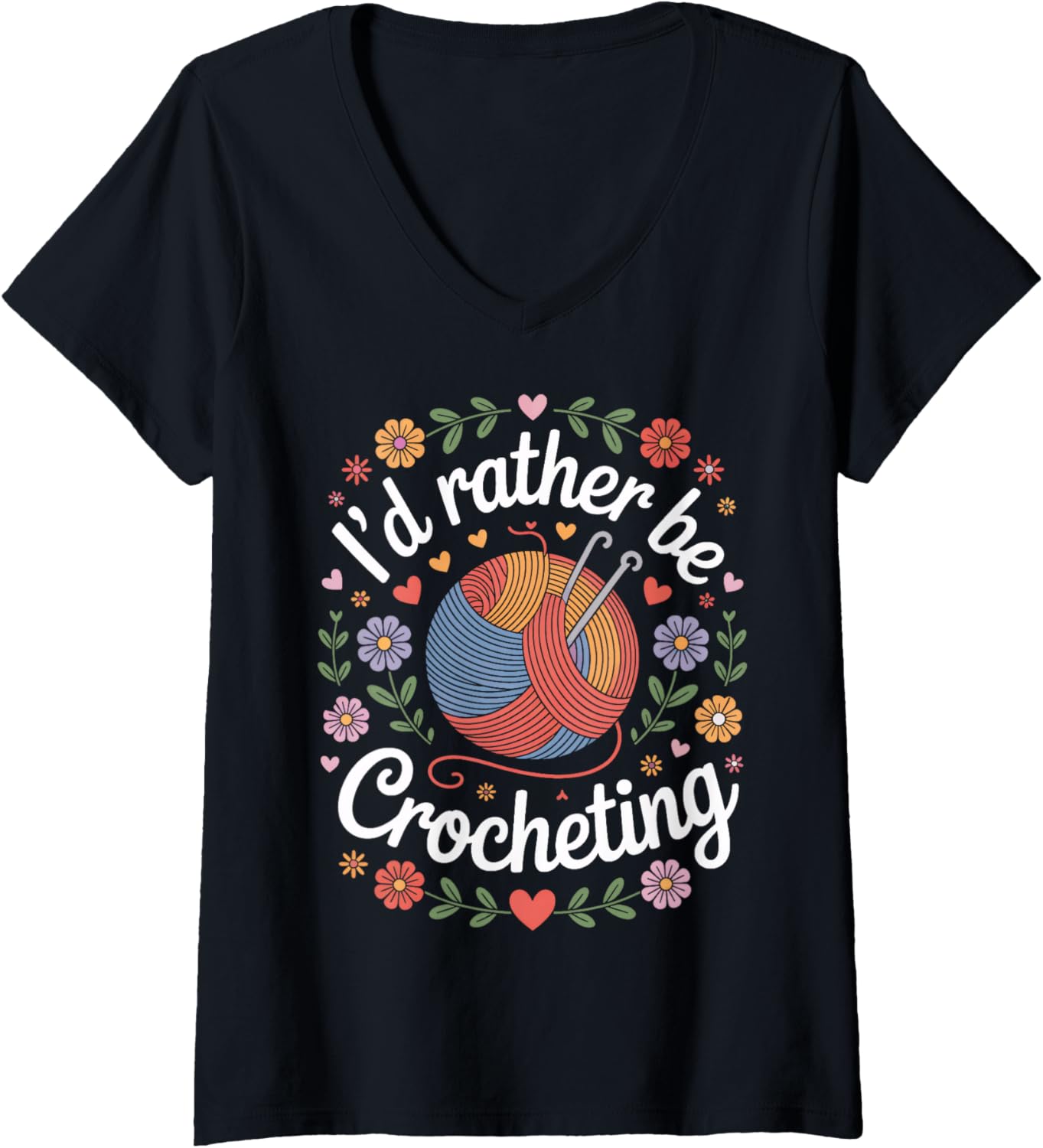Womens I'm I'd Rather Be Crocheting Yarn Artist Humor V-Neck Yarn Supply | Premium Quality | High CTR Title