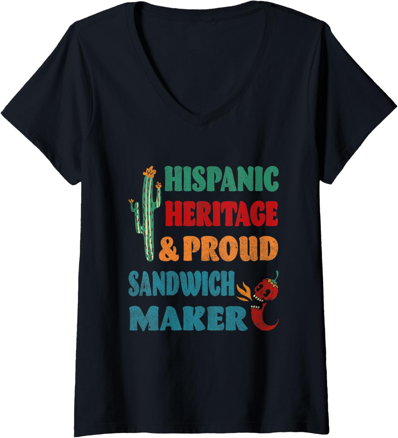 Womens Hispanic Heritage & Proud Sandwich Maker V-Neck Apparel | Trending 2025 | Comfort Daily Wear