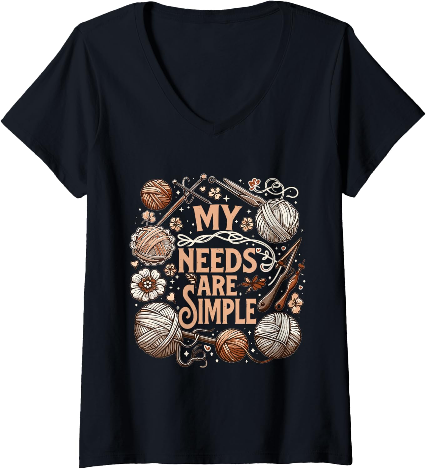 Womens Crocheting Yarn Crochet Lover V-Neck Yarn Supply | Top Rated | Best Seller Choice
