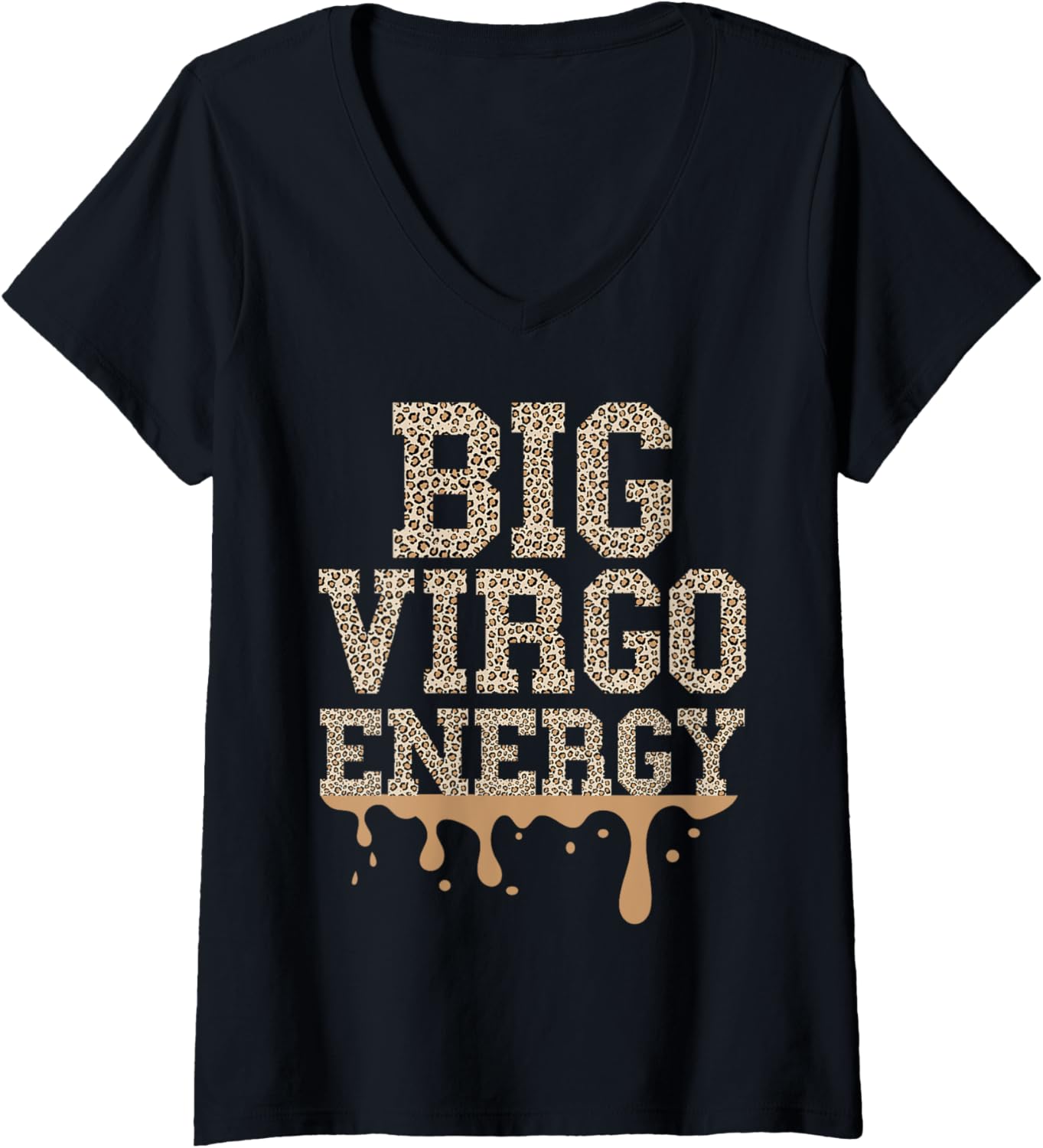 Womens Big Virgo Energy Virgo Leopard Melanin Black Women Cheetah V Neck Apparel Comfort Fit US Top Pick