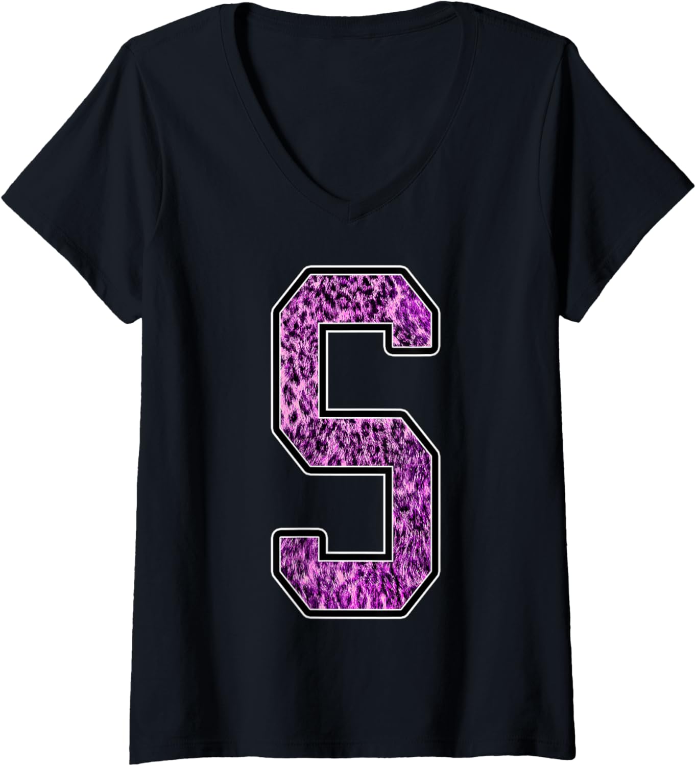 Womens Leopard Cheetah Print Capital Letter S Monogram Initial Pink V Neck Apparel High Search Demand Best Seller Look