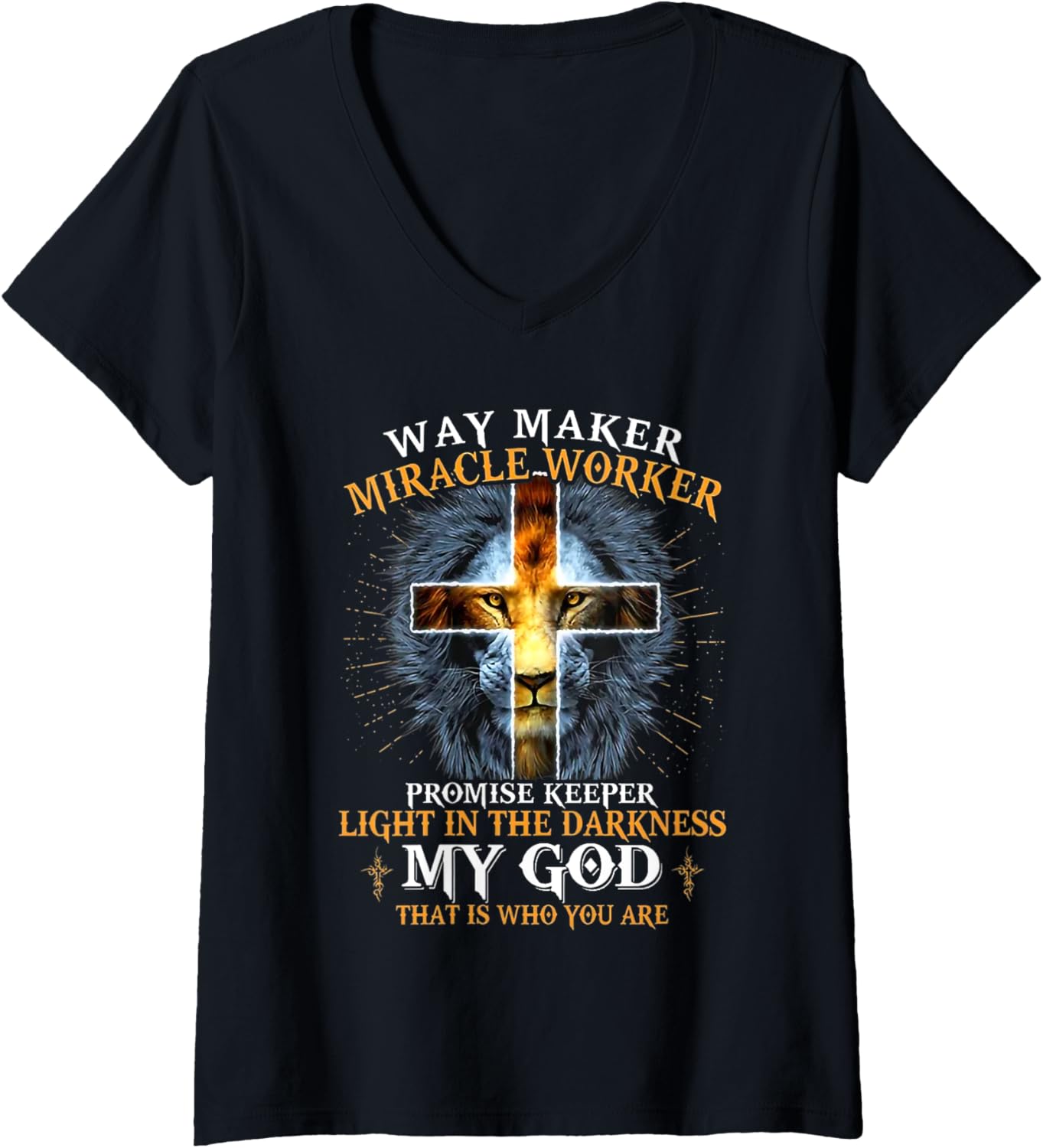 Womens way maker miracle worker promise keeper V-Neck Apparel | Premium Quality | Must-Have Style