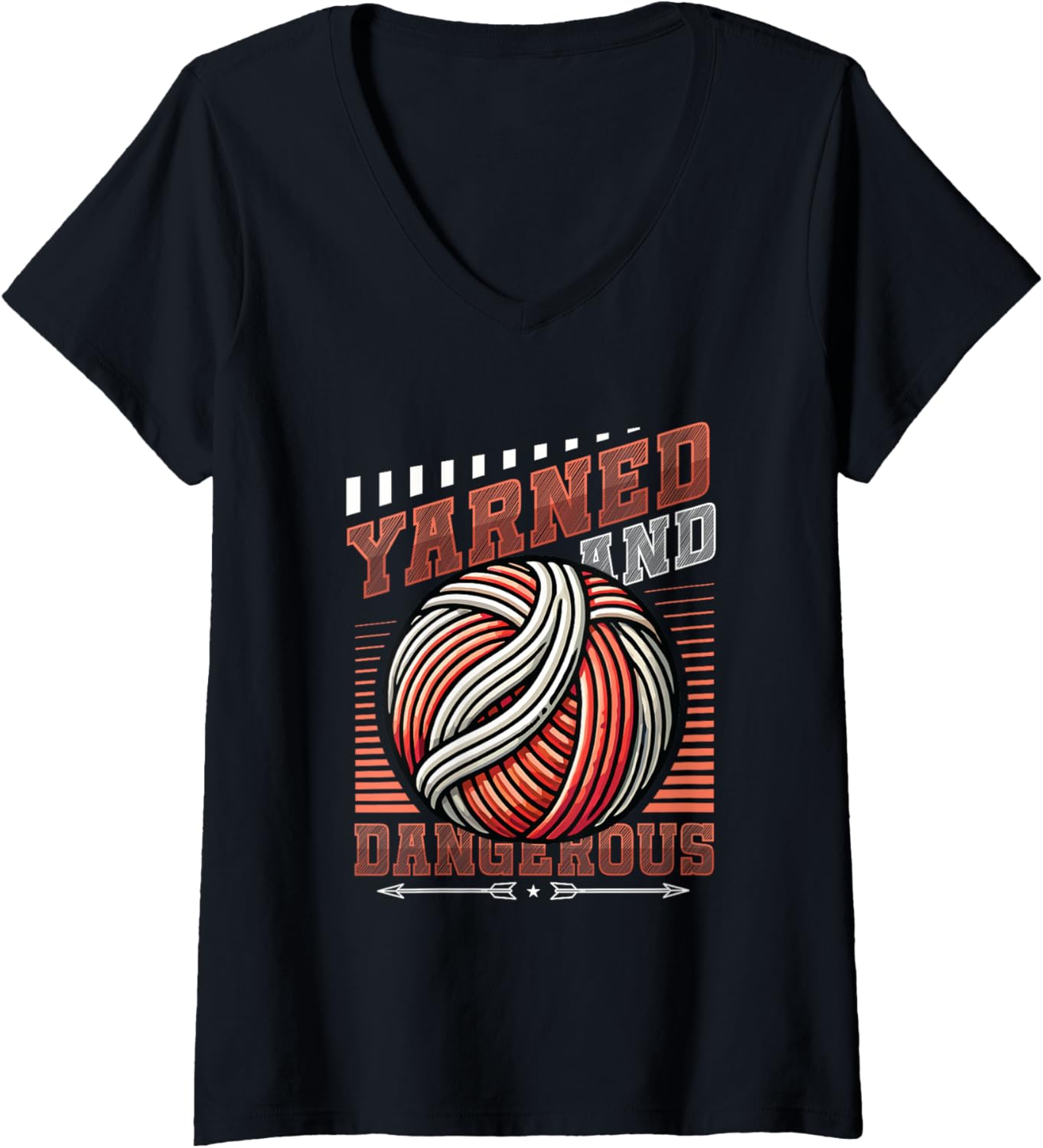 Womens Yarned And Dangerous Yarn Crochet Lover V-Neck Yarn Supply | High Search Volume | Best Seller Choice