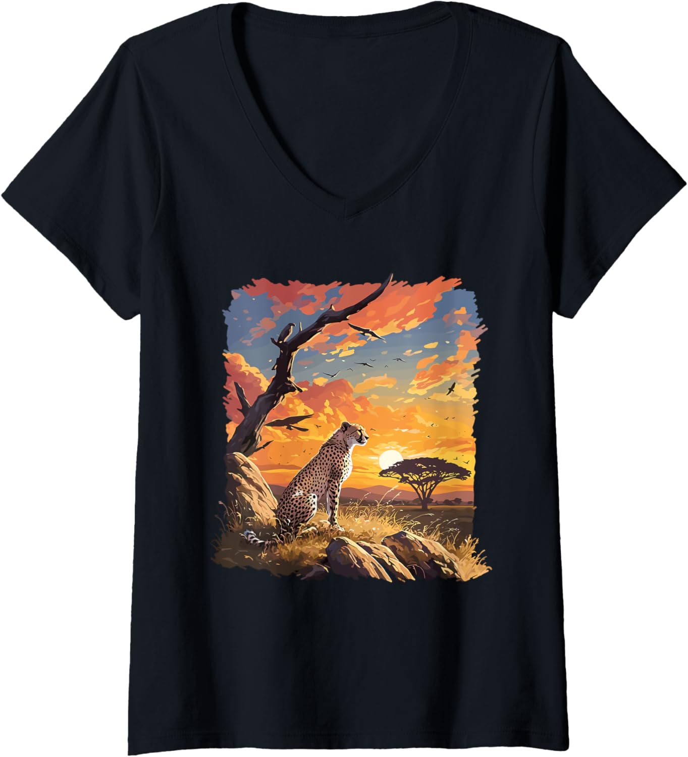 Womens Cheetahs Cheetah V Neck Apparel Premium Print Hot Right Now