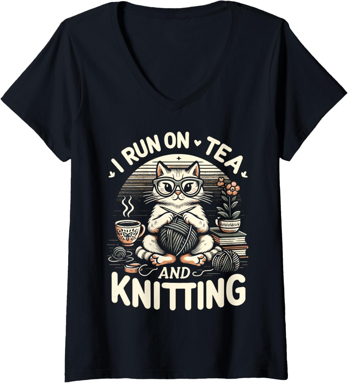 I Run on Tea and Knitting Knitters Yarn Yarn Knitting Lover V-Neck Yarn Supply | Trending 2025 | High CTR Title