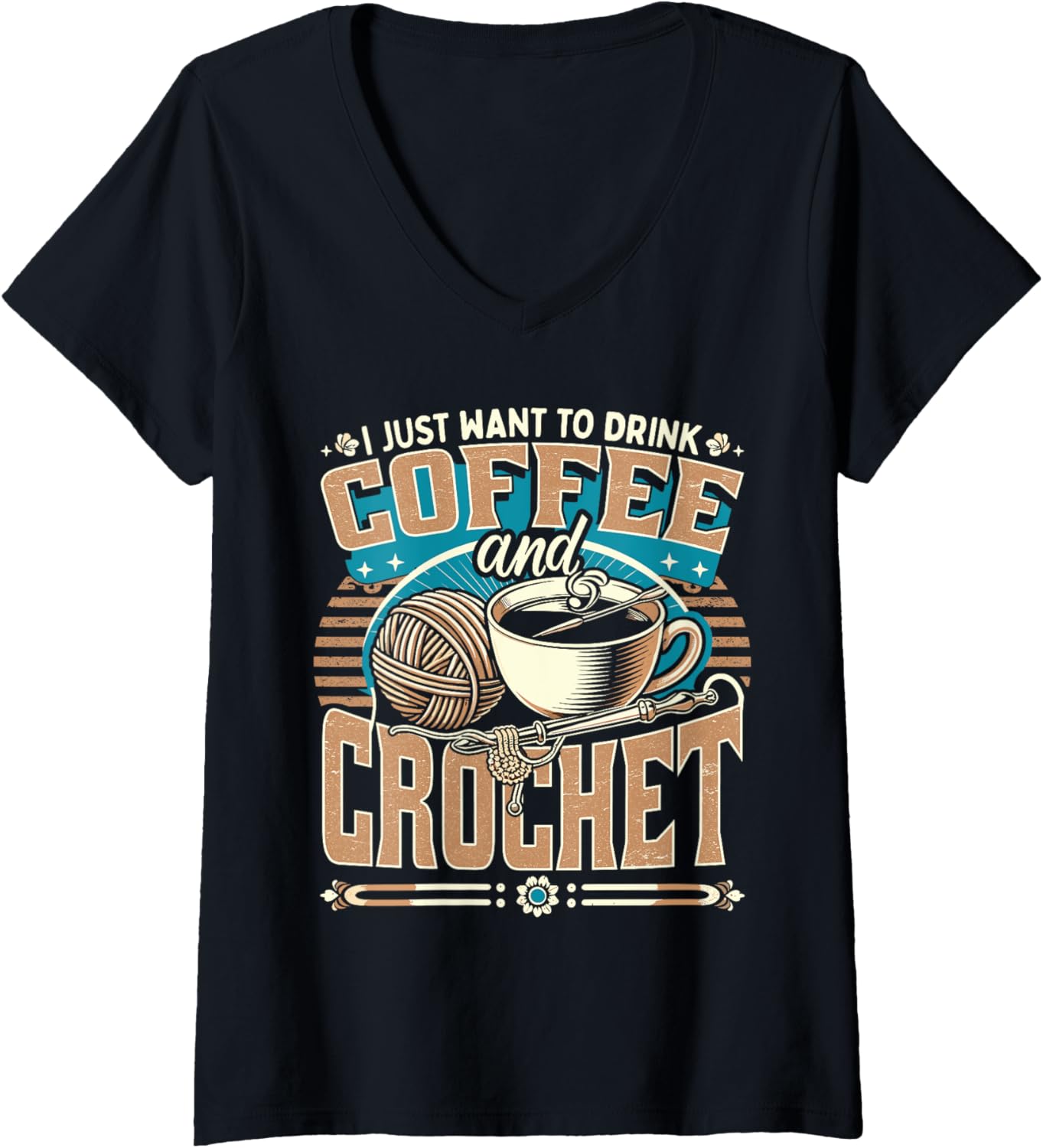 Womens Crocheting Knitting Yarn Crochet Coffee V-Neck Yarn Supply | Top Rated | Customer Favorite