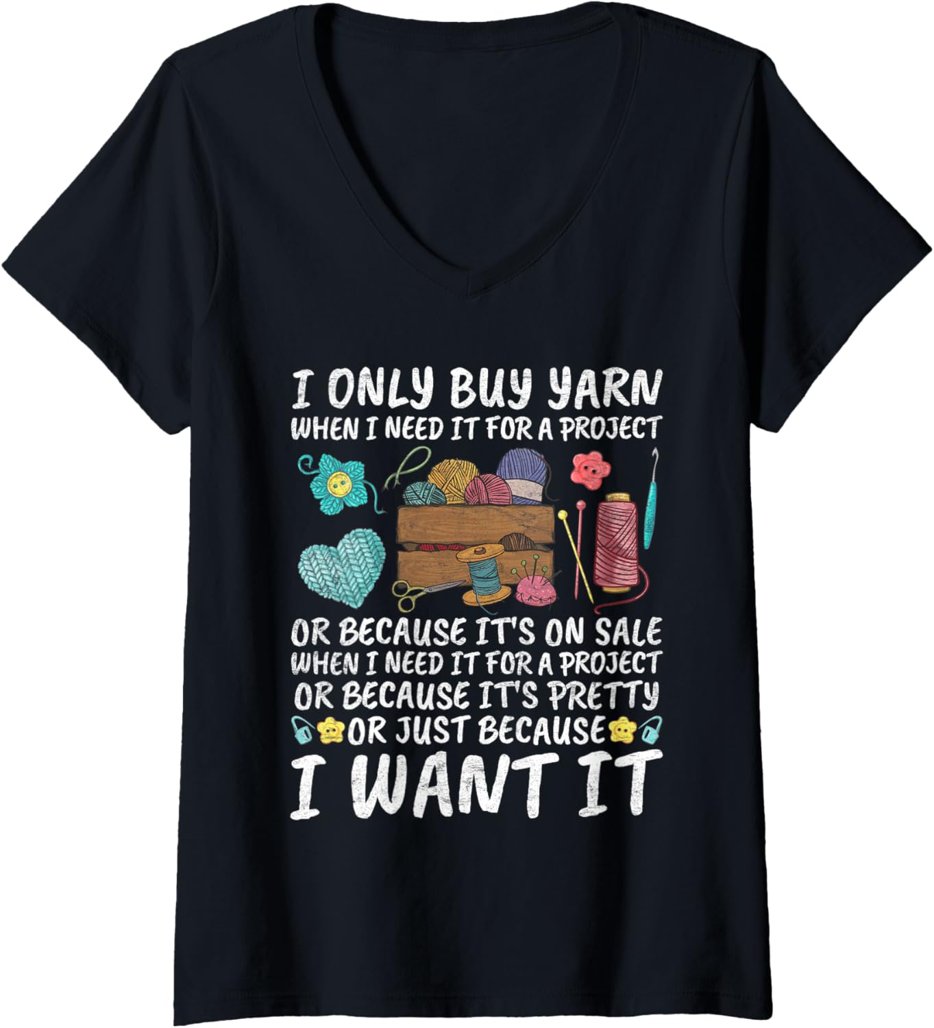 Womens Collection ONLY BUY YARN BECAUSE I WANT IT Yarn Collector V-Neck Yarn Supply | Viral US Pick | High CTR Title