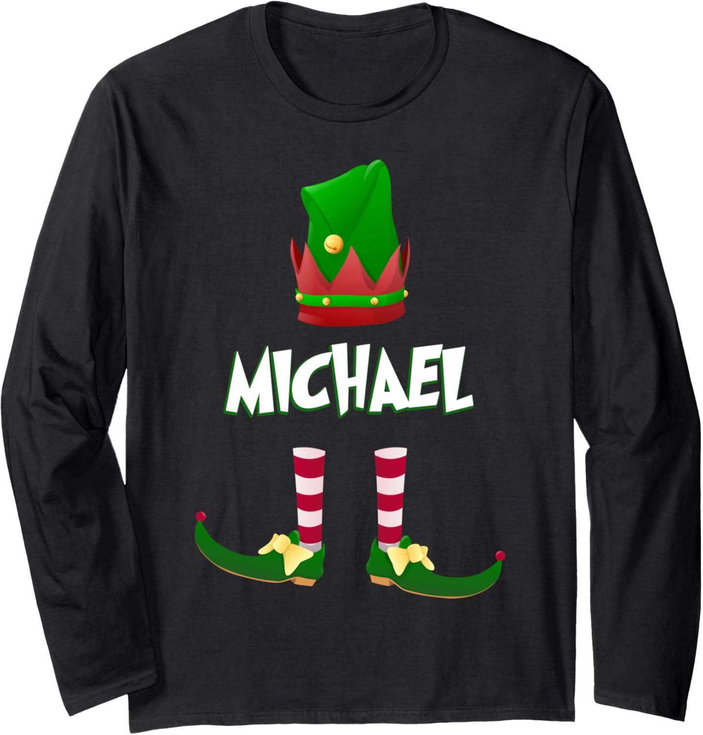 Funny Matching Family Elf Costume Michael Long Sleeve Apparel | Everyday Casual Wear