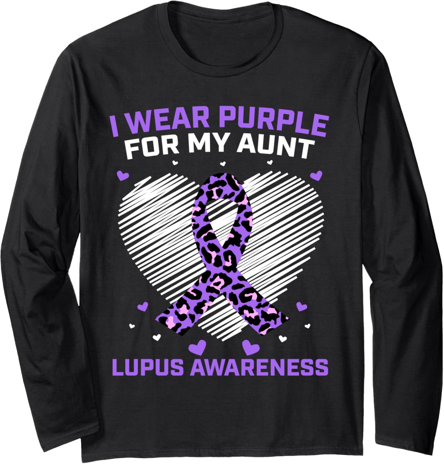 Cute I Wear Purple For My Aunt Lupus Awareness Cheetah Print Long Sleeve Long Sleeve T Shirt Streetwear Style Gift Ready