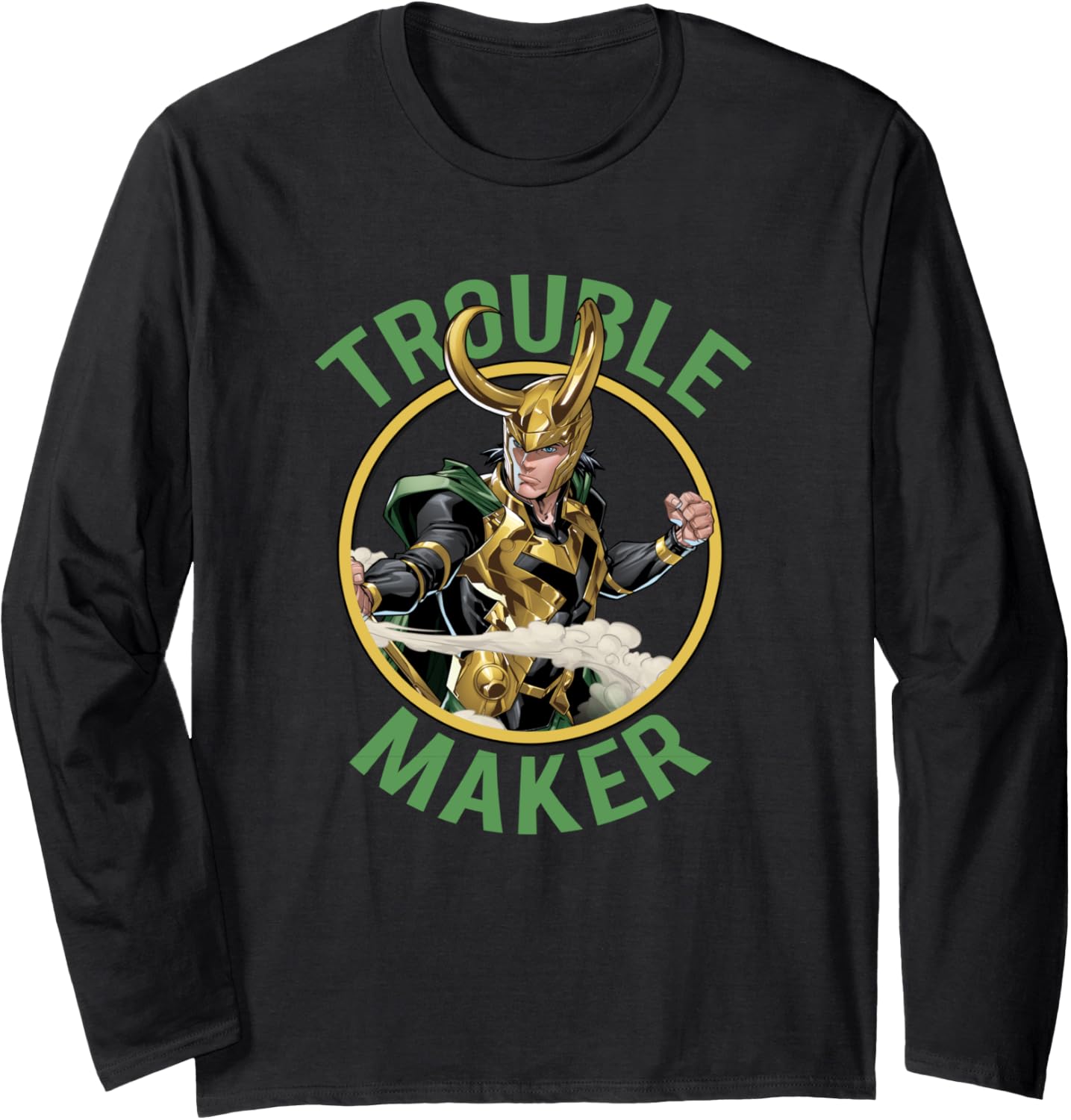 Marvel Comics Retro Classic Trouble Maker Loki Portrait Long Sleeve Apparel | US Viral Style | Comfort Daily Wear