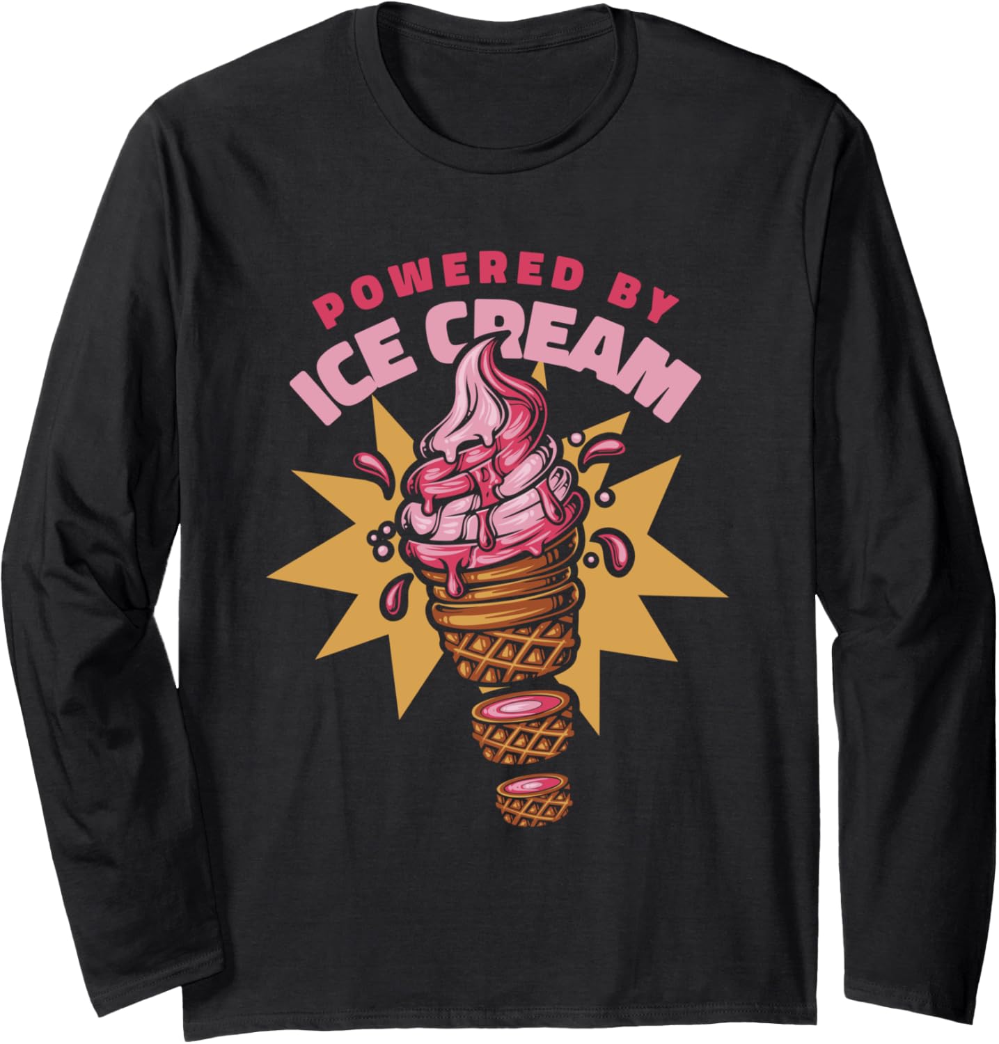 Powered By Ice Cream Maker Gelato Frozen Dessert Ice Cream Long Sleeve Apparel | Best Seller Pick | Must-Have Style