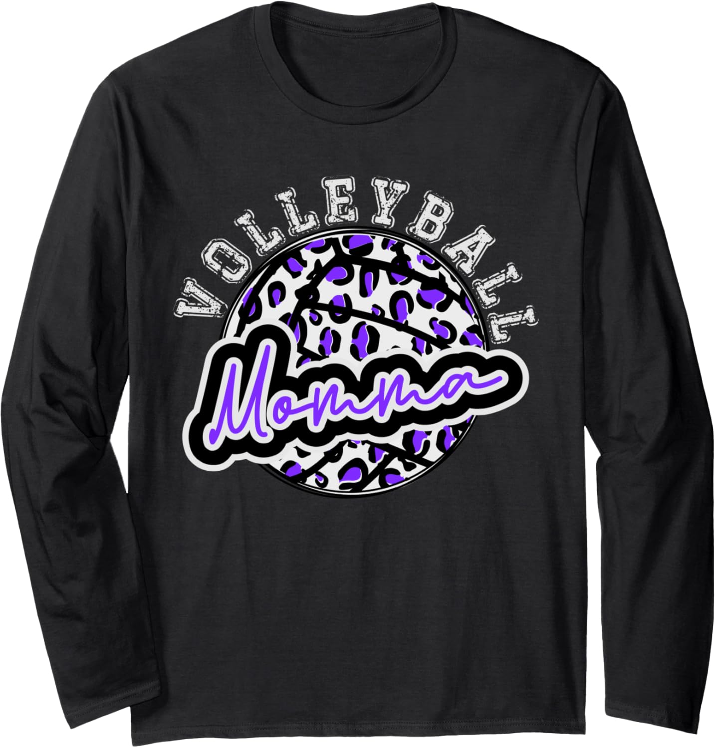 Leopard Cheetah Volleyball Purple Momma Shirt Womens Trendy Long Sleeve Long Sleeve T Shirt Viral TikTok Find Gift Ready