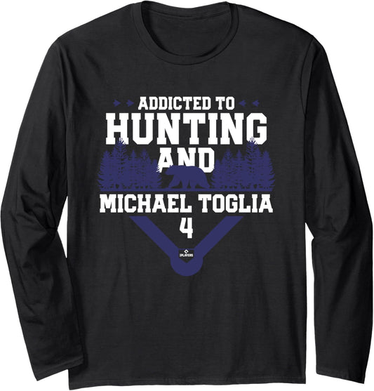 Addicted to Bear Hunting & Michael Toglia Colorado Baseball Long Sleeve Apparel | Trending 2025