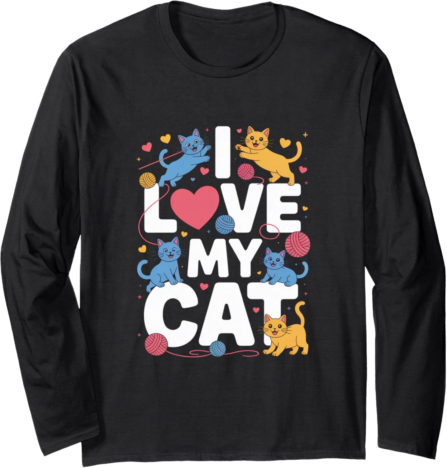 I Love My Cat Cute Kittens Heart Yarn Long Sleeve Yarn Supply | Top Rated | High CTR Title